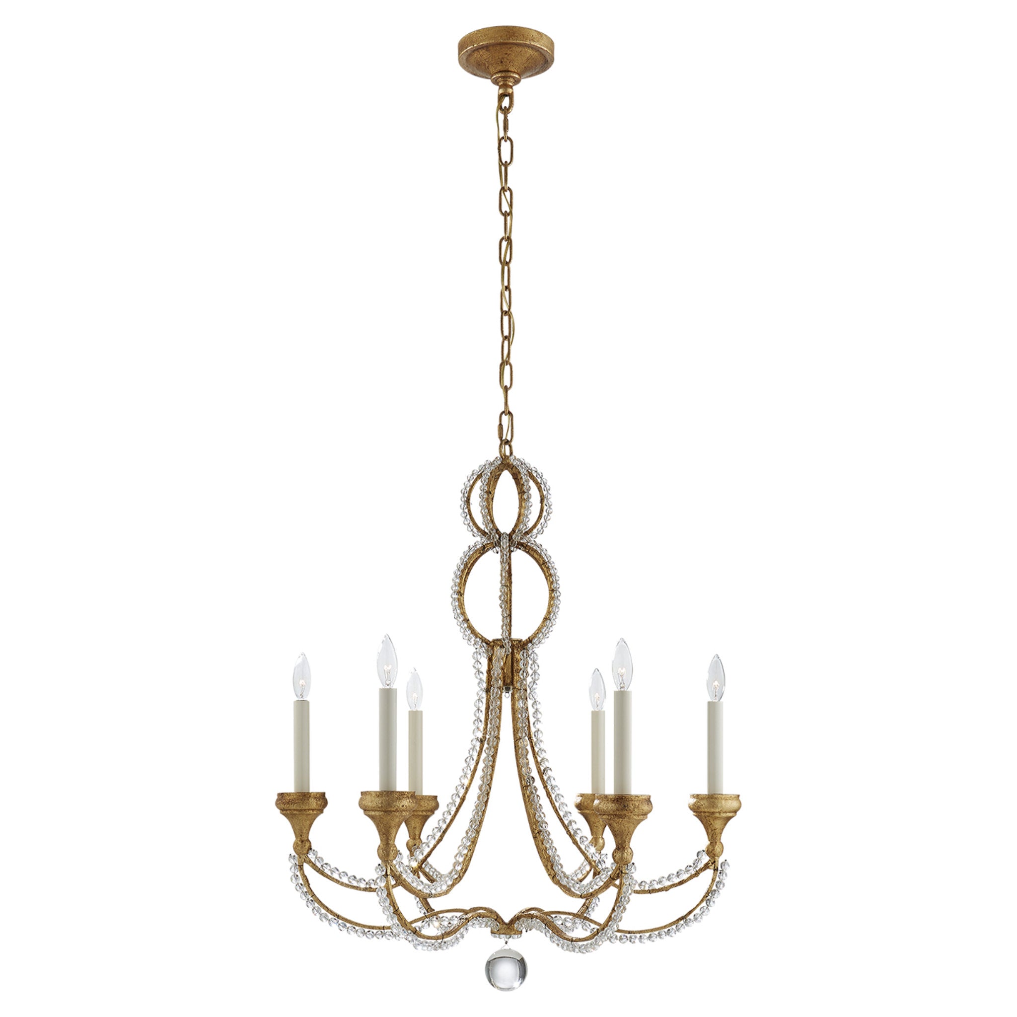 Niermann Weeks Milan Medium Chandelier in Venetian Gold with Crystal Ceiling Light W29.25"