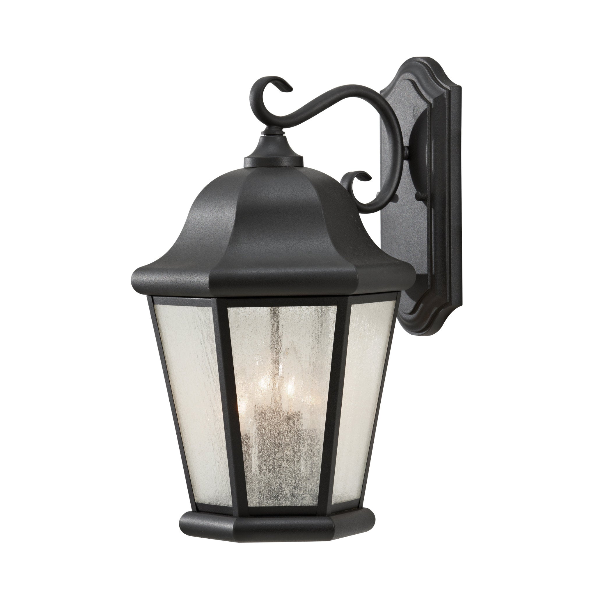 Martinsville Extra Large Four Light Outdoor Wall Lantern Traditional Fixture 12" Width 20" Height Stainless Steel Irregular Clear Seeded Shade in Black