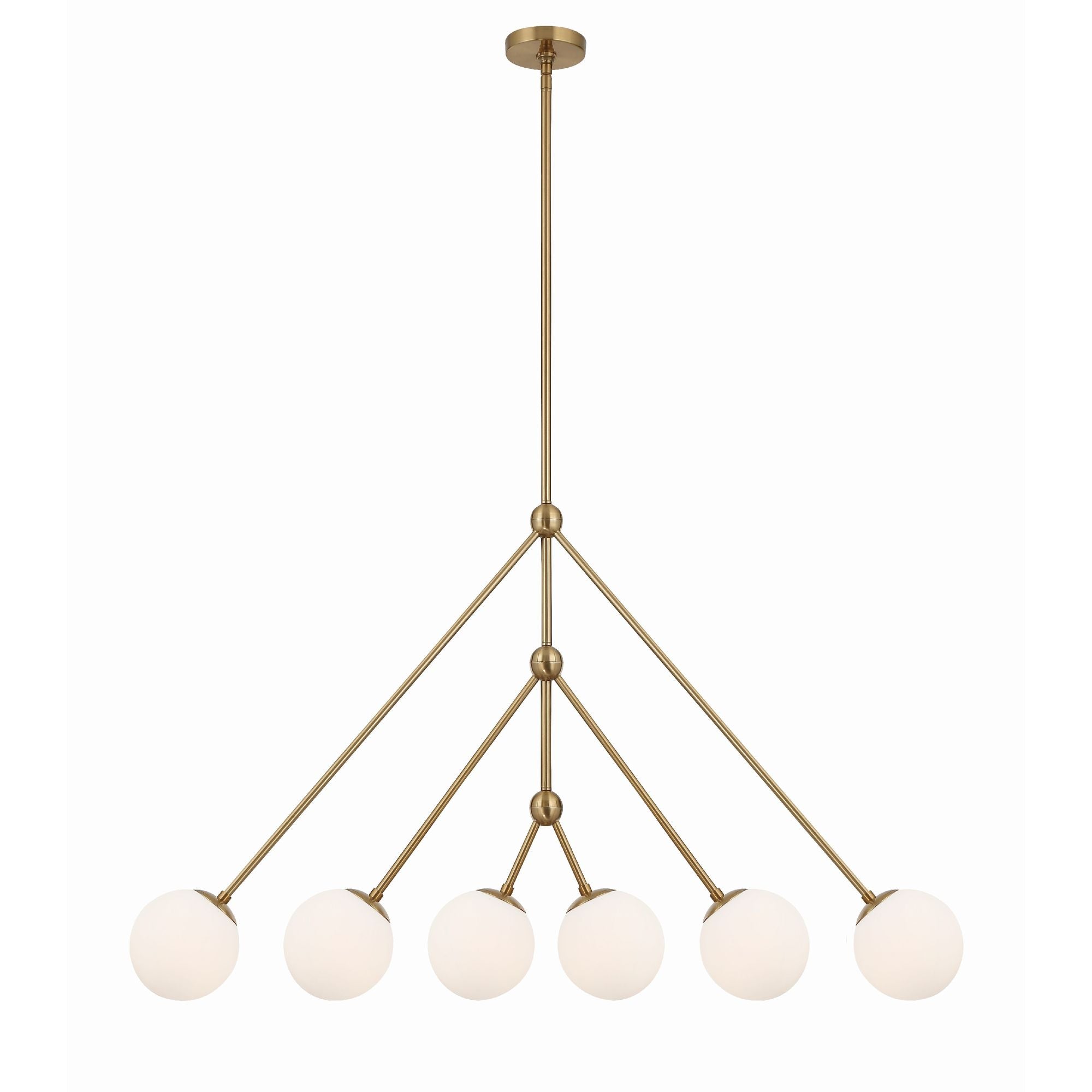 Omni 6 Light Aged Brass Linear Chandelier 46.5"W x 28"H x 46.5"D