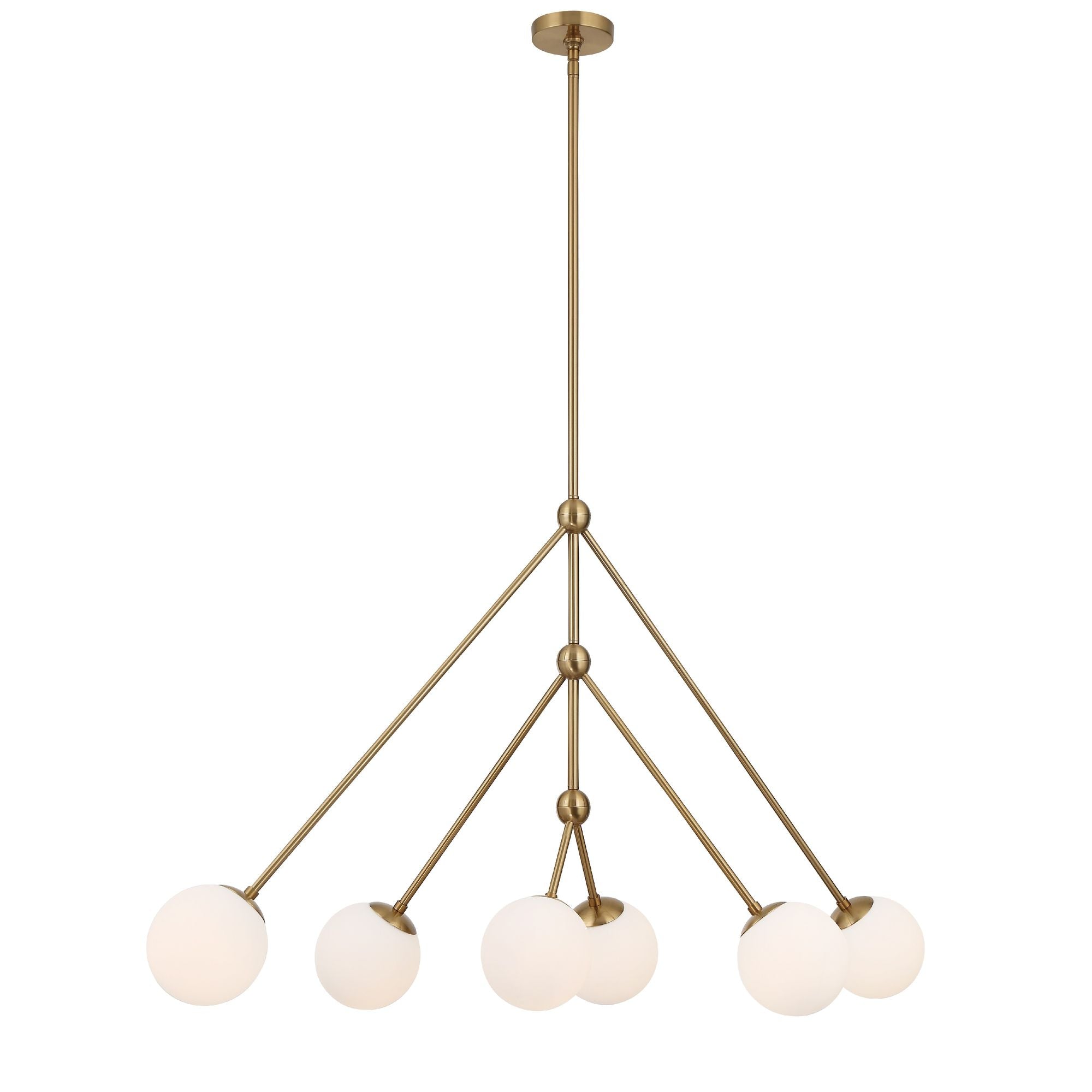 Omni 6 Light Aged Brass Linear Chandelier 46.5"W x 28"H x 46.5"D