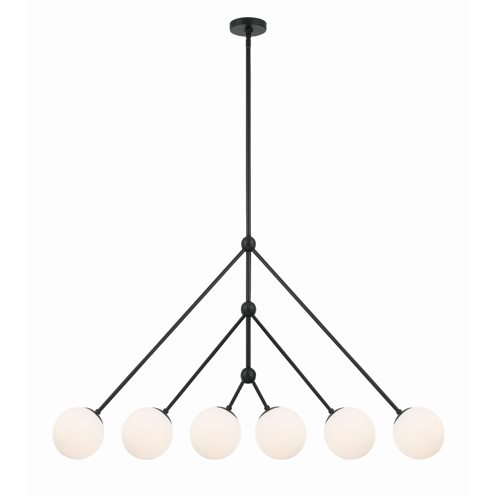 Omni 6 Light Matte Black Linear Chandelier 46.5"W x 28"H x 46.5"D