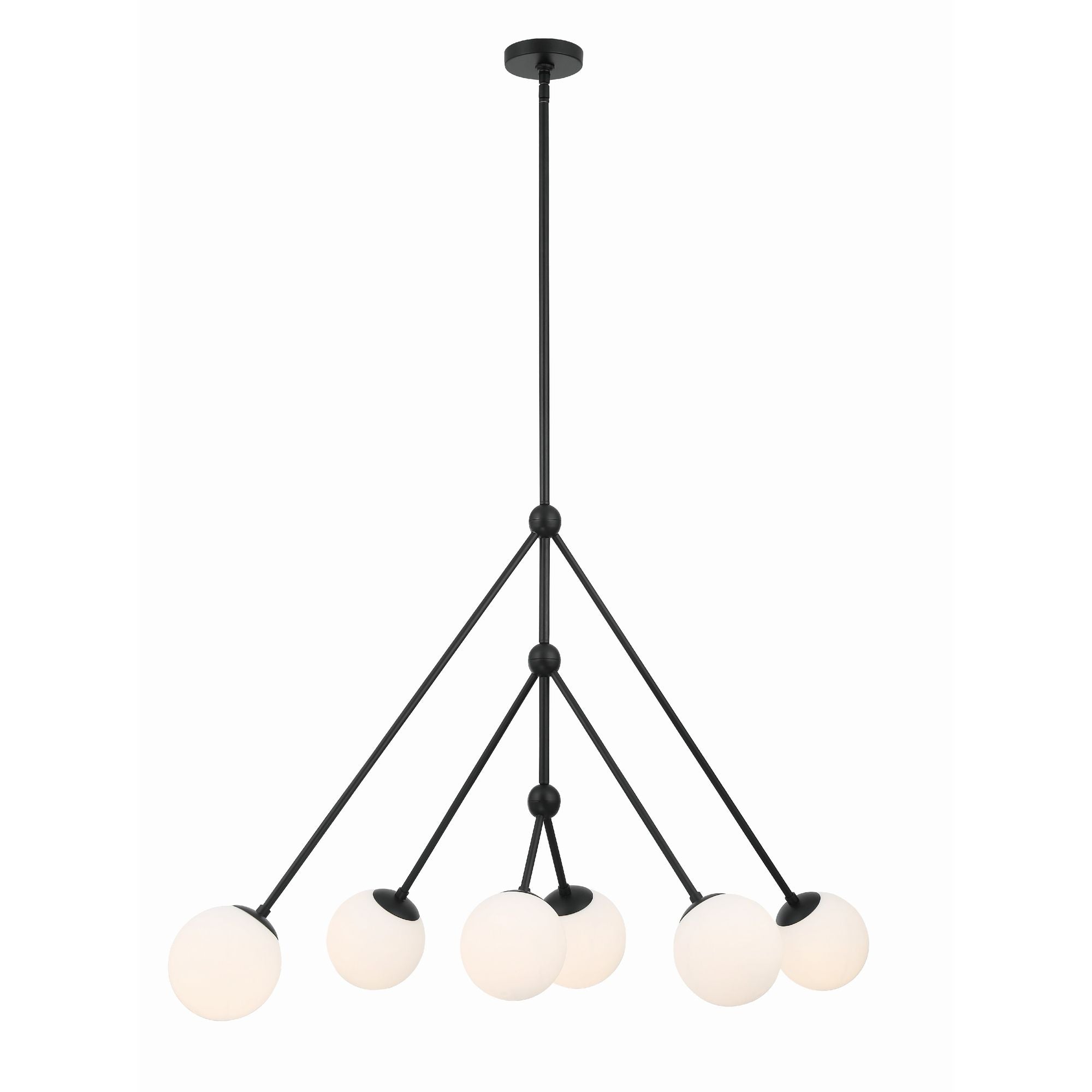 Omni 6 Light Matte Black Linear Chandelier 46.5"W x 28"H x 46.5"D