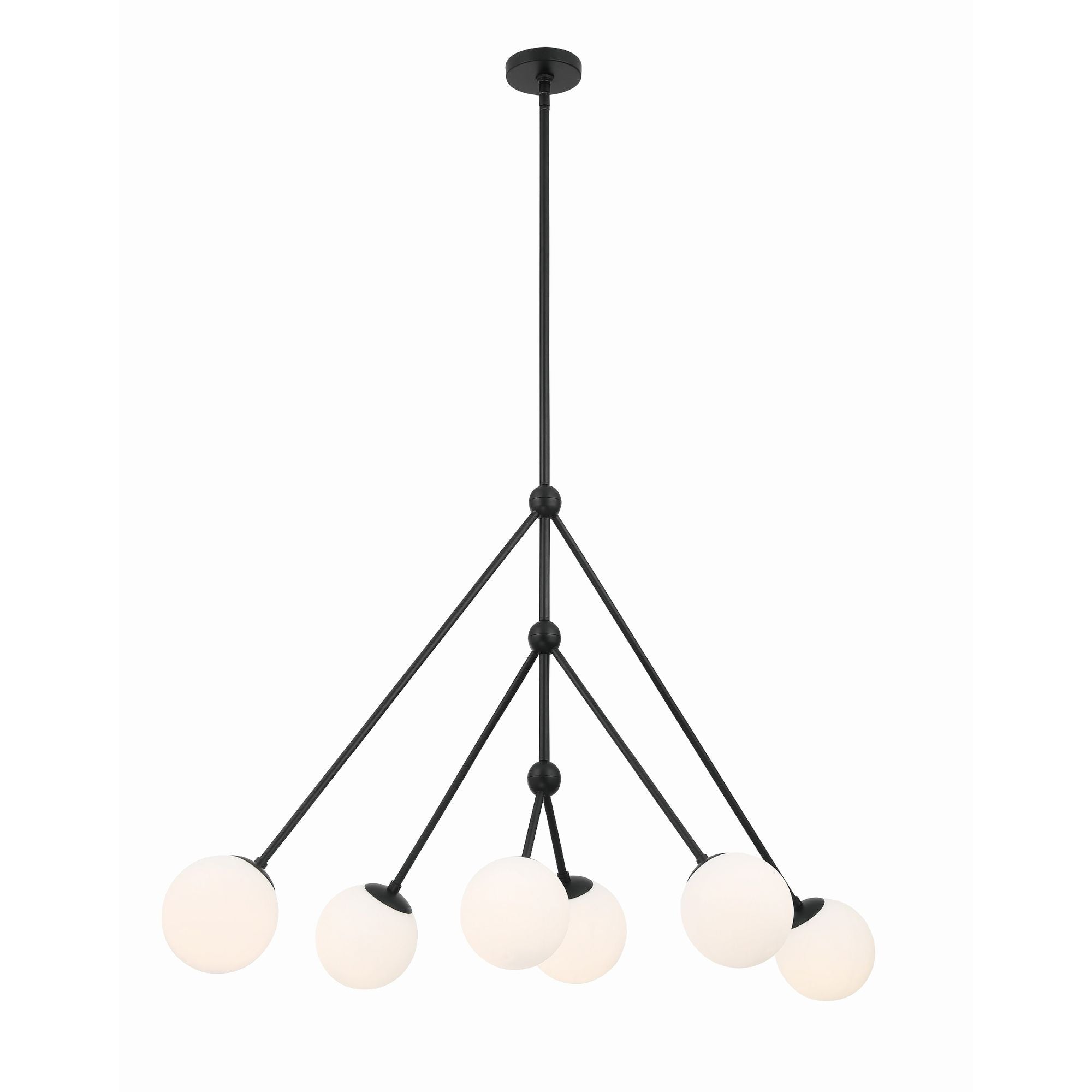 Omni 6 Light Matte Black Linear Chandelier 46.5"W x 28"H x 46.5"D