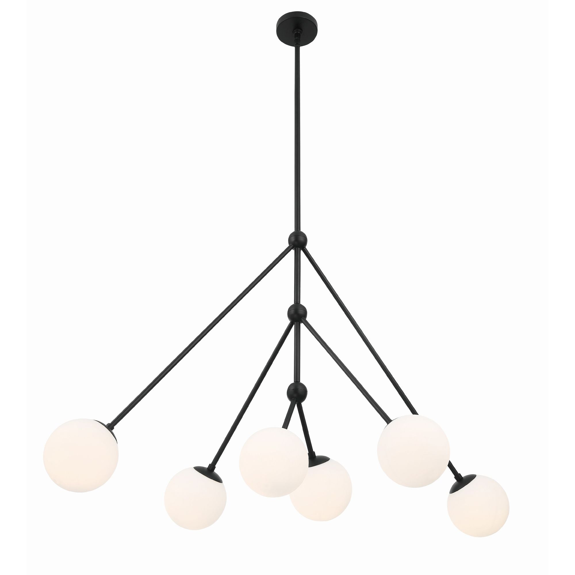 Omni 6 Light Matte Black Linear Chandelier 46.5"W x 28"H x 46.5"D