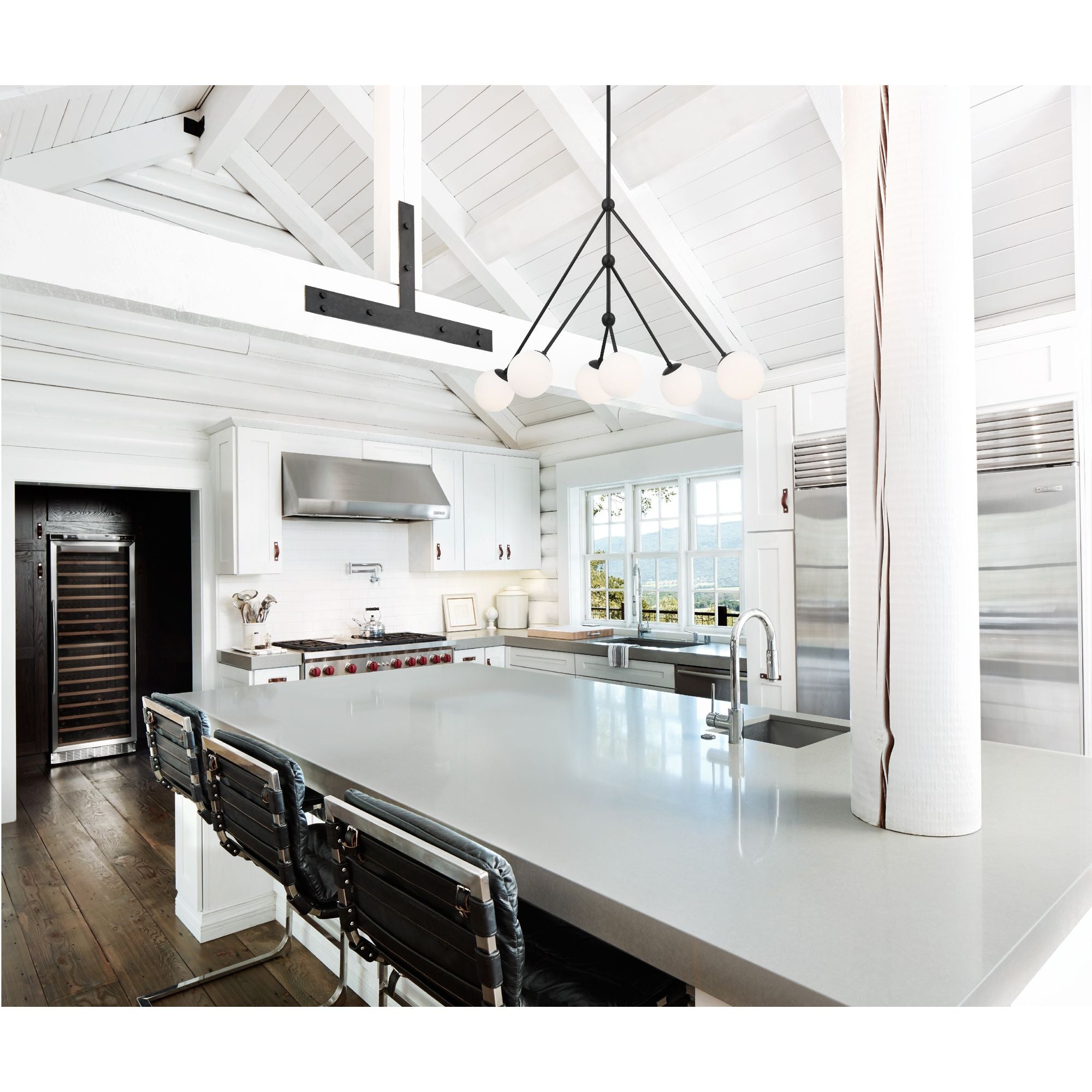 Omni 6 Light Matte Black Linear Chandelier 46.5"W x 28"H x 46.5"D