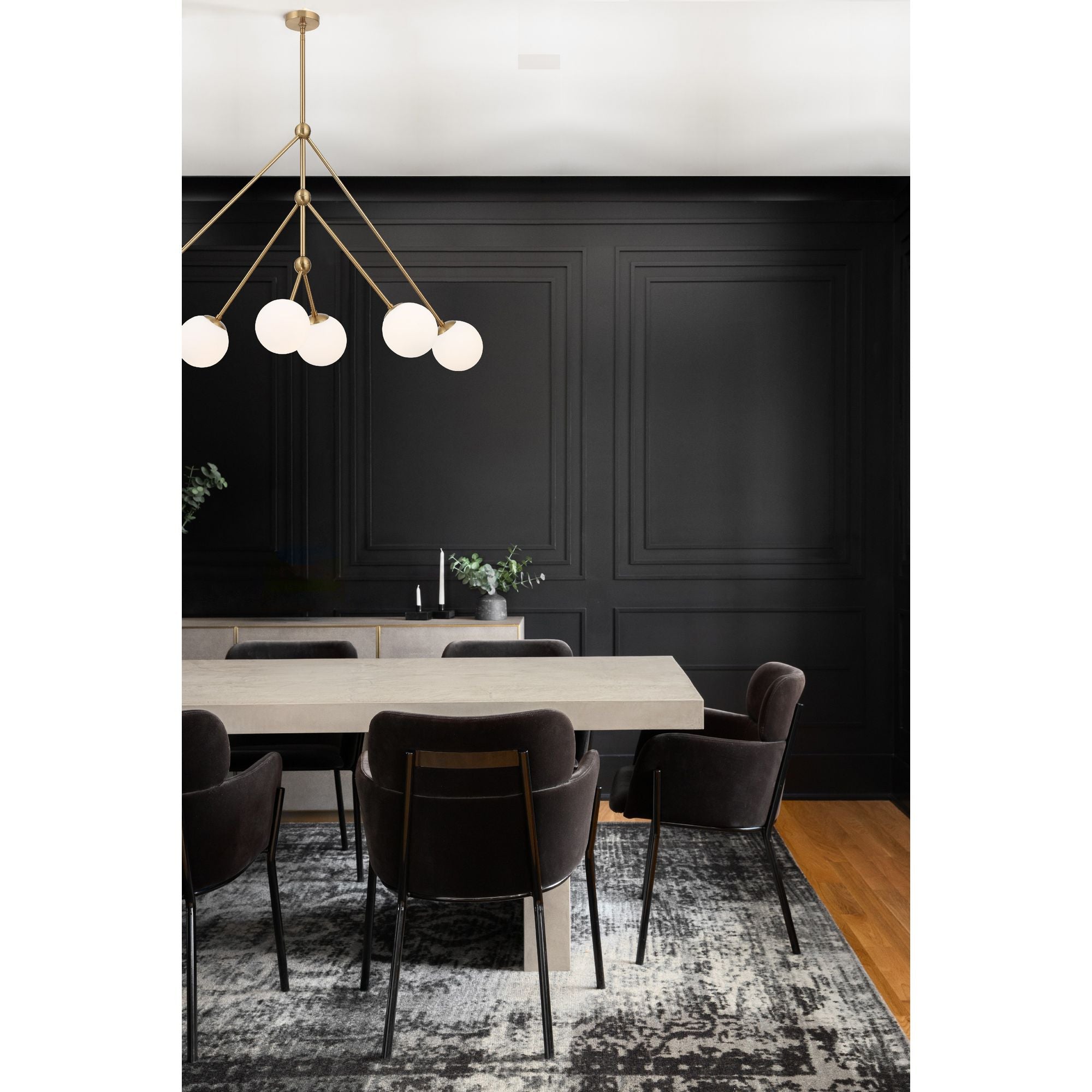 Omni 6 Light Matte Black Linear Chandelier 46.5"W x 28"H x 46.5"D