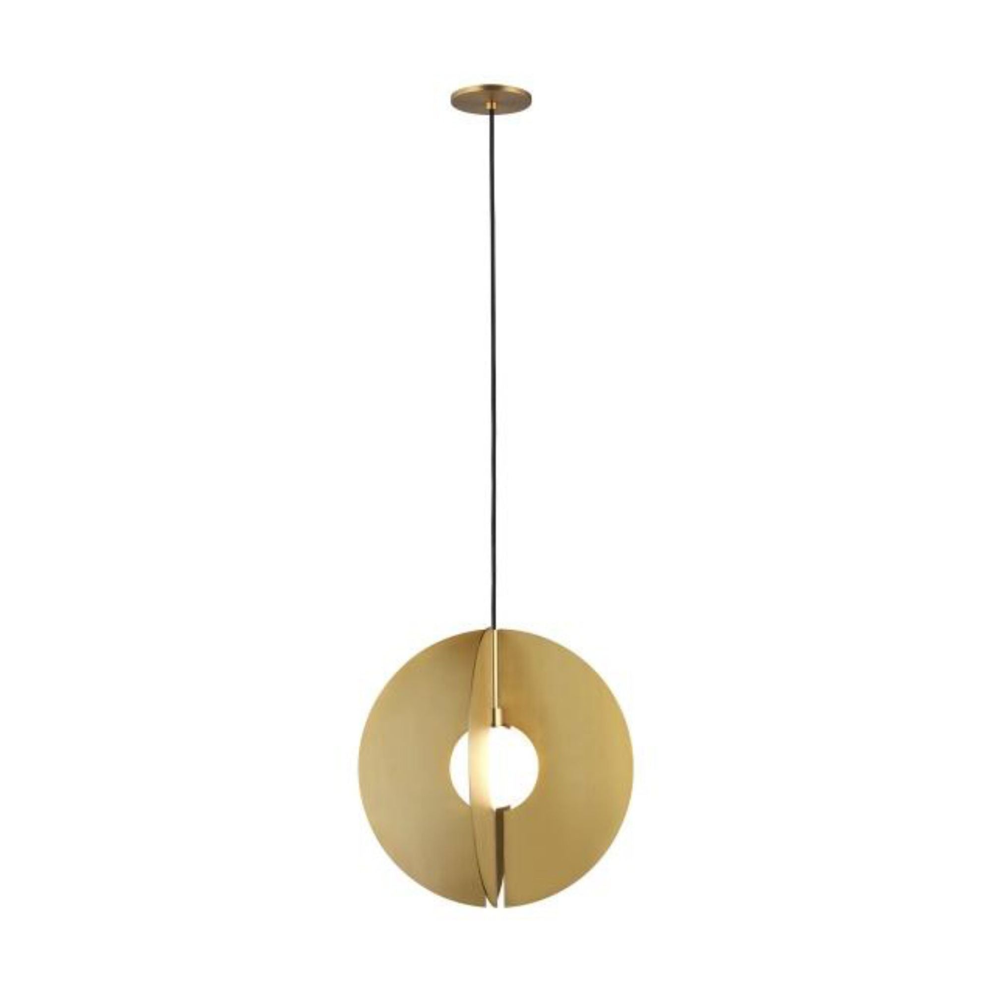 Orbel Round Pendant Line-Voltage Pendants/Suspension 1-Light Aged Brass by Sean Lavin