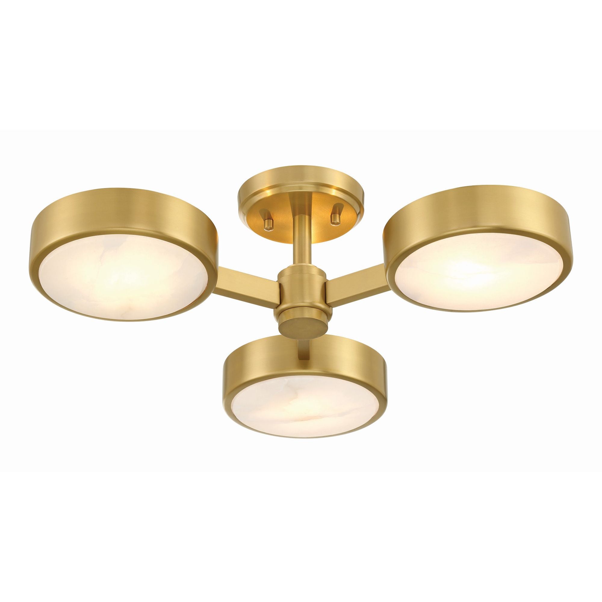 Orson 3 Light Modern Gold Semi Flush Mount Stone 22.5"W x 6.5"H x 22.5"D