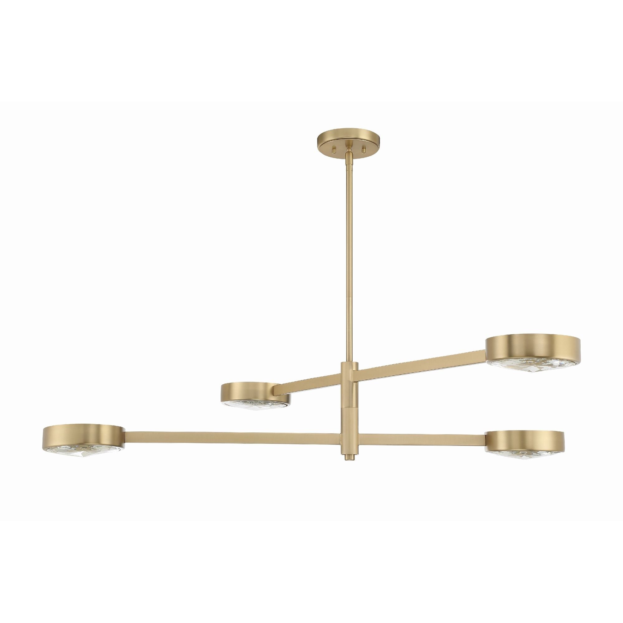 Orson 4 Light Modern Gold Linear Chandelier Glass 54"W x 9"H x 7"D