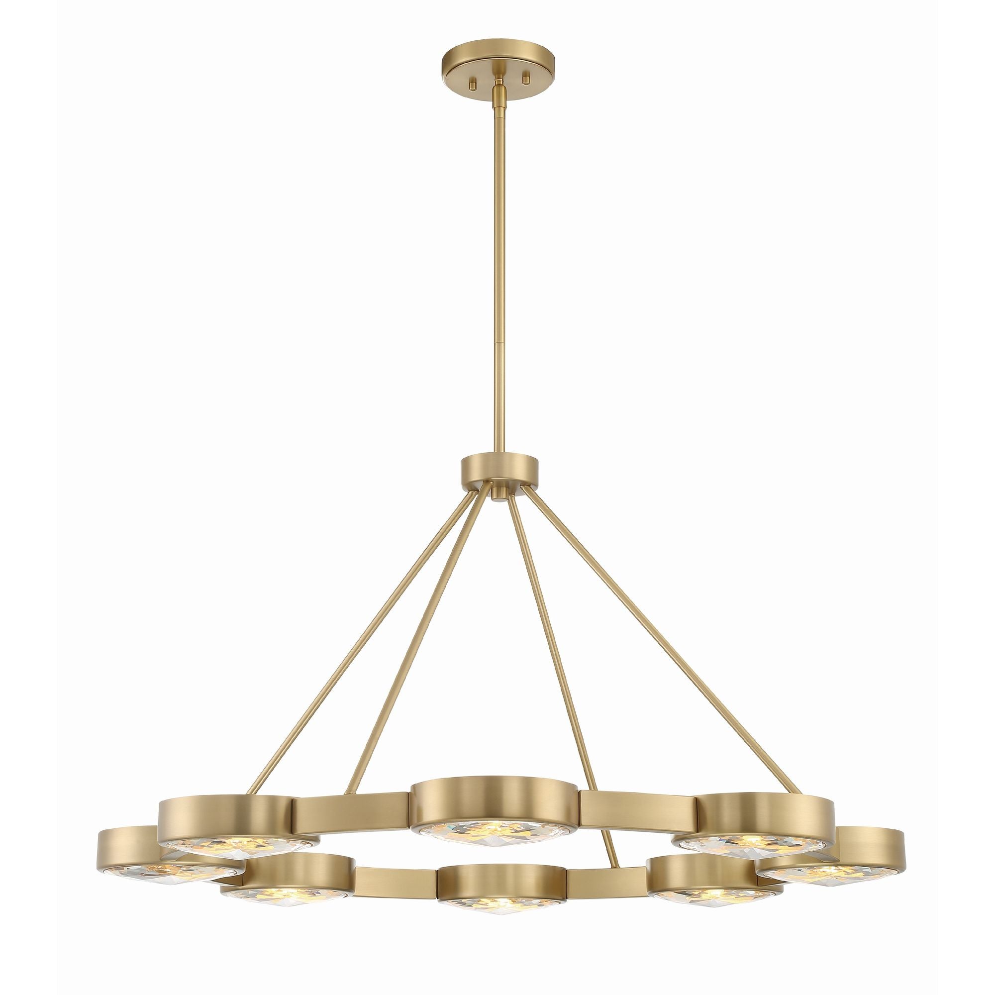 Orson 8 Light Modern Gold Chandelier Glass 38.5"W x 21.5"H x 38.5"D