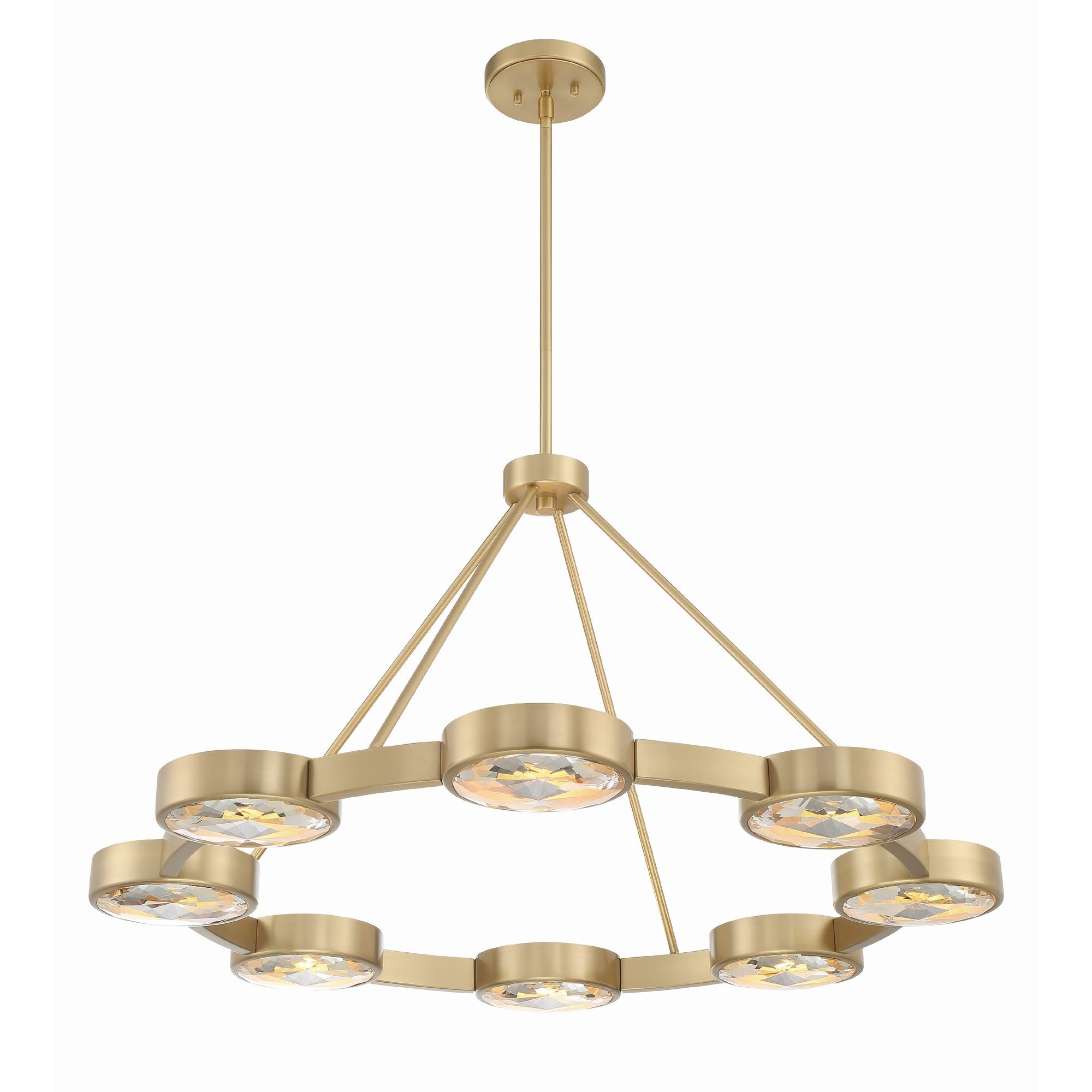 Orson 8 Light Modern Gold Chandelier Glass 38.5"W x 21.5"H x 38.5"D