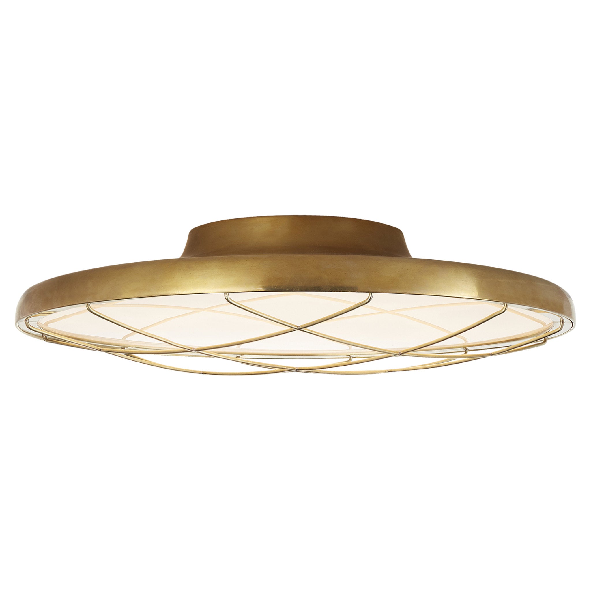 Peter Bristol Dot 16" Caged Flush Mount in Natural Brass Ceiling Light W16.5" x H4.5"