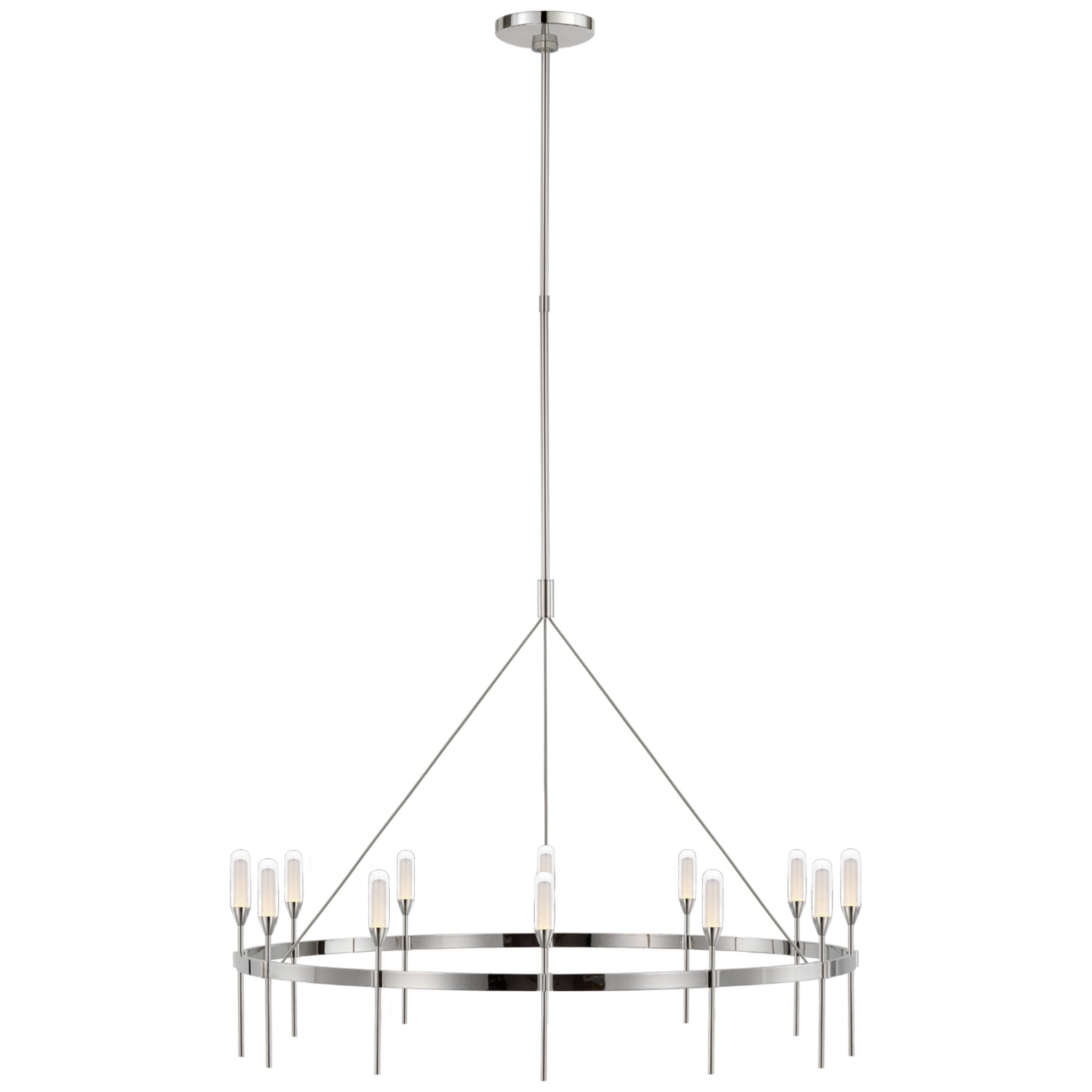 Peter Bristol Overture XL Ring Chandelier in Polished Nickel with Clear Glass Ceiling Light W39"