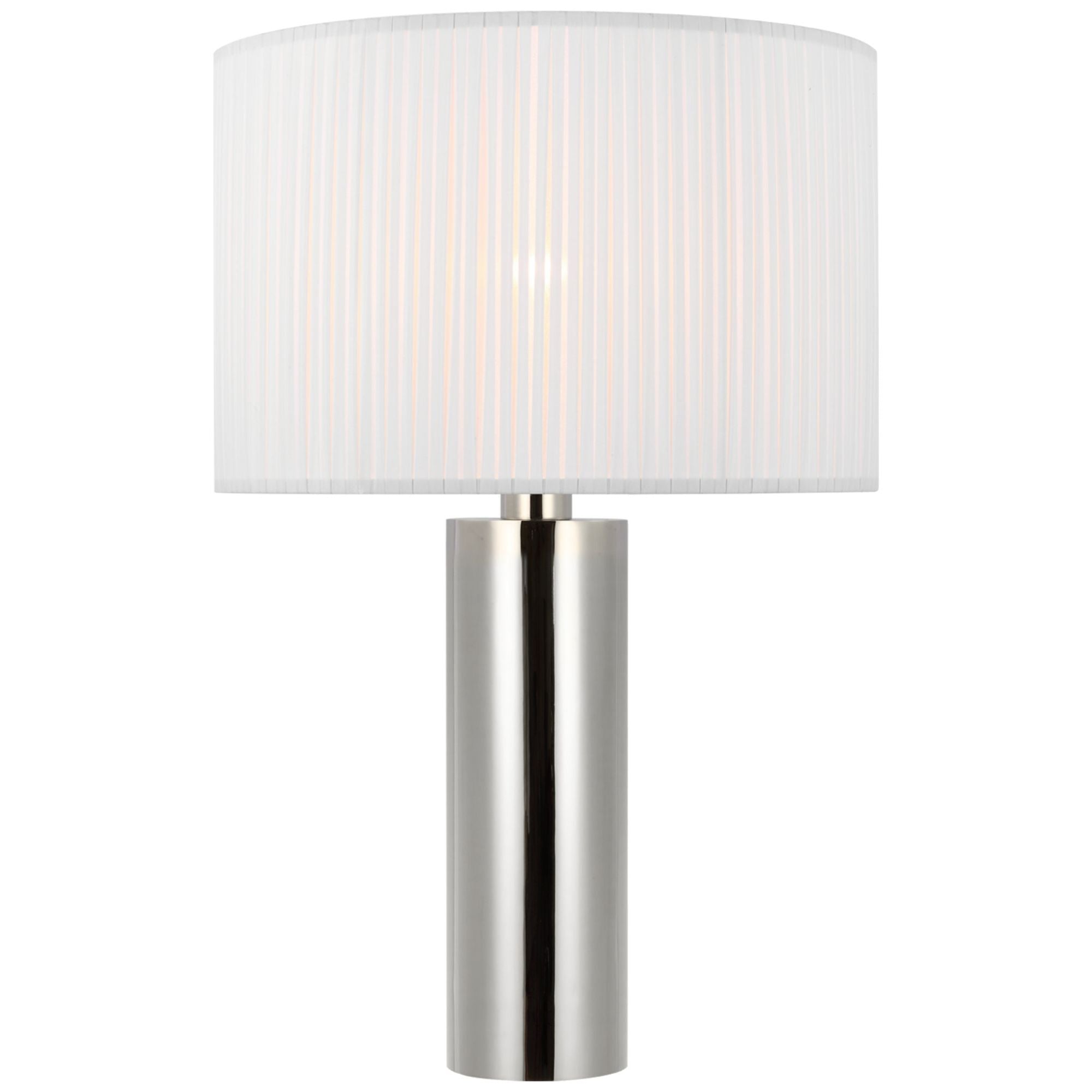 Paloma Contreras Sylvie Medium Table Lamp in Polished Nickel with Silk Pleat Shade W15.5" x H26.5"
