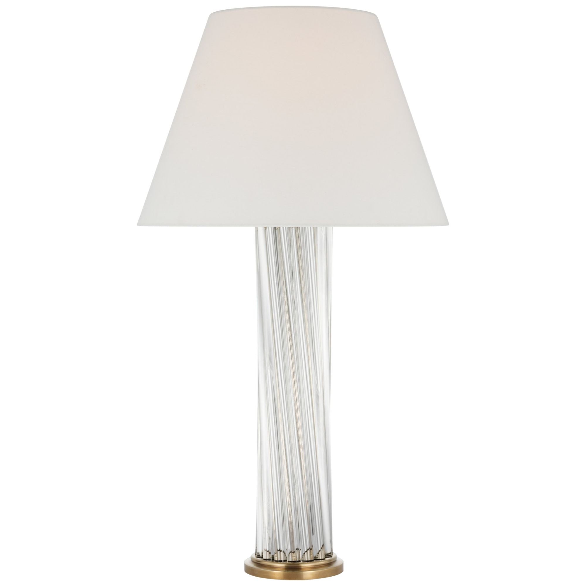 Paloma Contreras Bouquet Large Table Lamp in Clear Glass Rods and Hand-Rubbed Antique Brass with Linen W18.5" x H32.5"