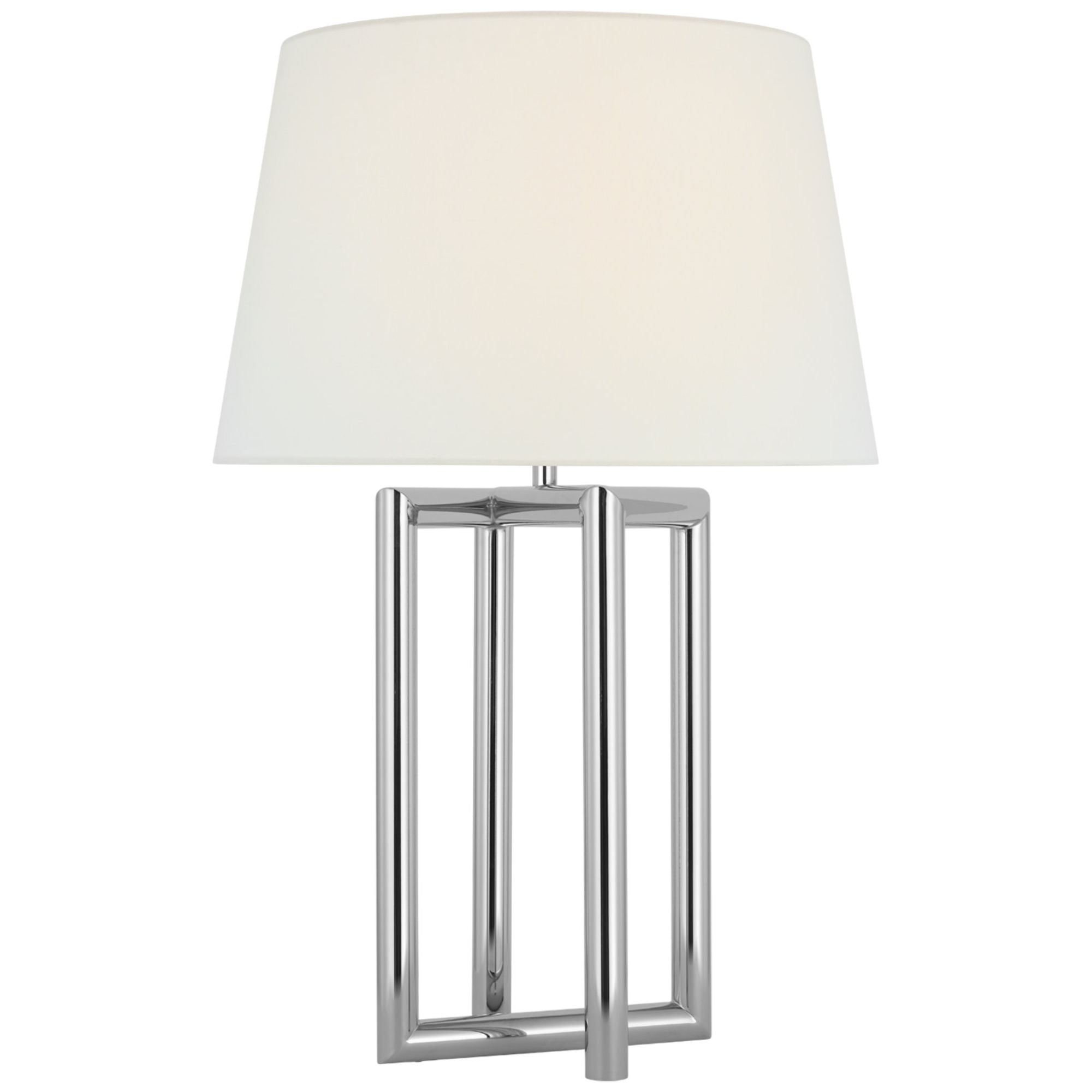 Paloma Contreras Concorde Large Table Lamp in Polished Nickel with Linen Shade W20" x H30.75"