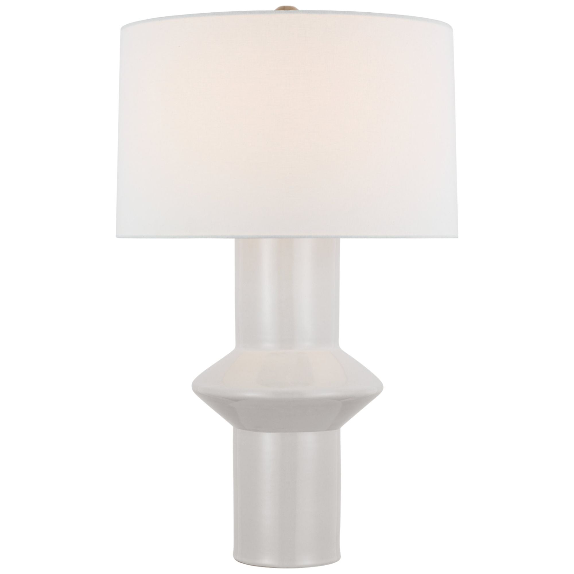 Paloma Contreras Maxime Medium Table Lamp in New White with Linen Shade W16.5" x H26.25"