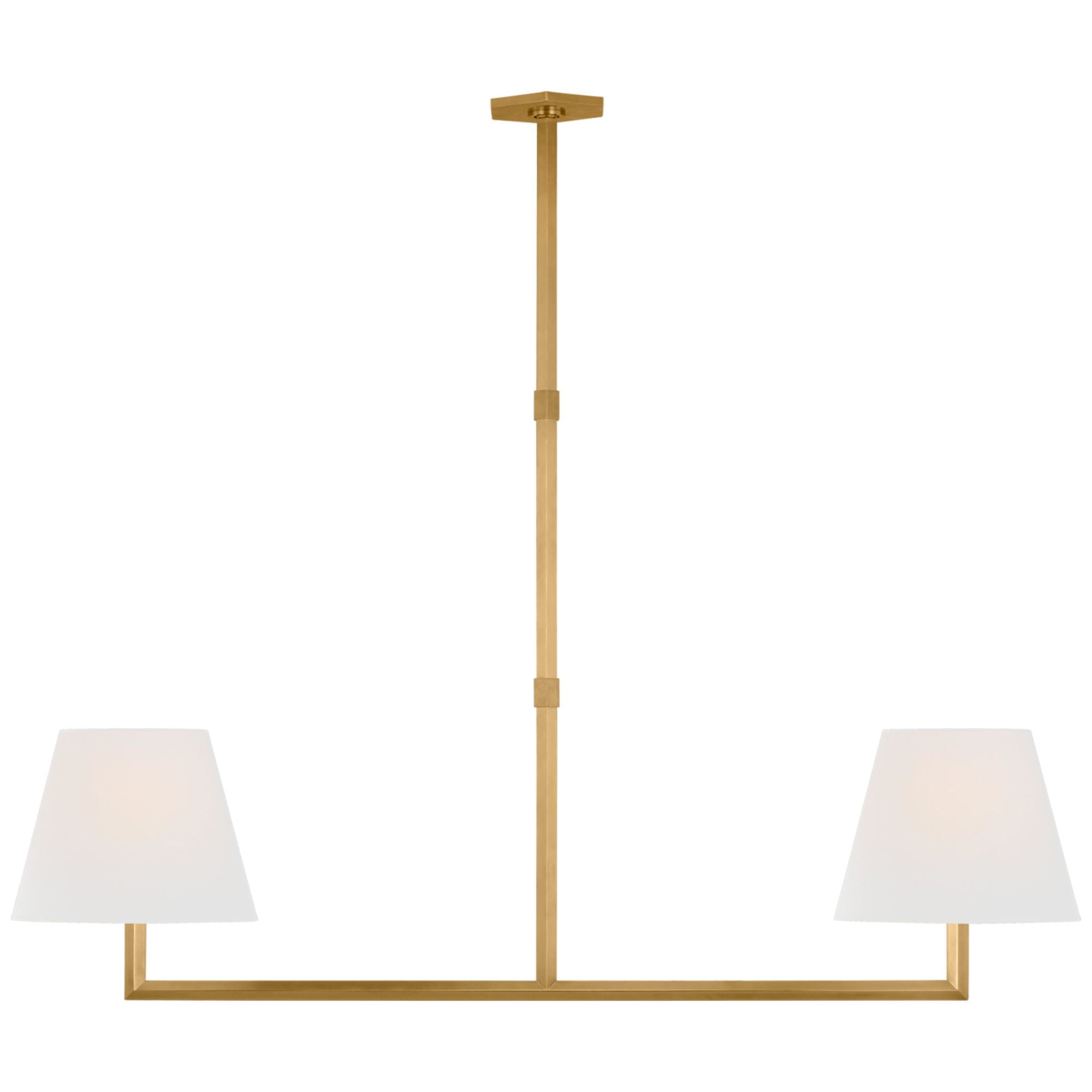 Paloma Contreras Olivier 65" Linear Chandelier in Hand-Rubbed Antique Brass with Linen Shade Ceiling Light W65"