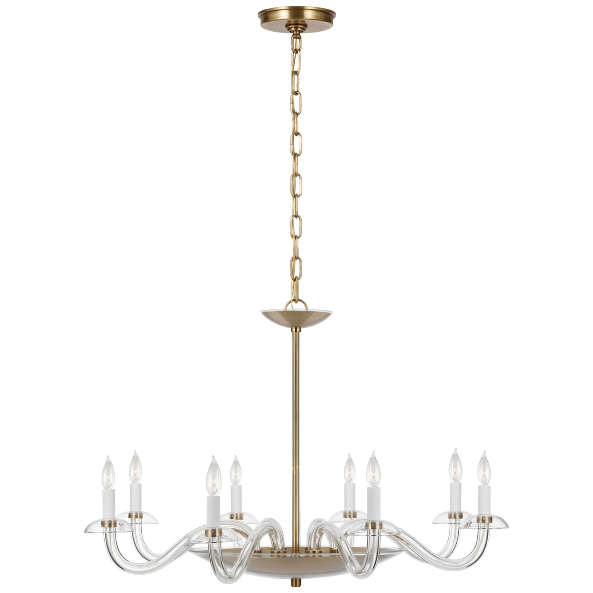 Paloma Contreras Brigitte Large Chandelier in Clear Glass and Hand-Rubbed Antique Brass Ceiling Light W34.75" x H23.25"