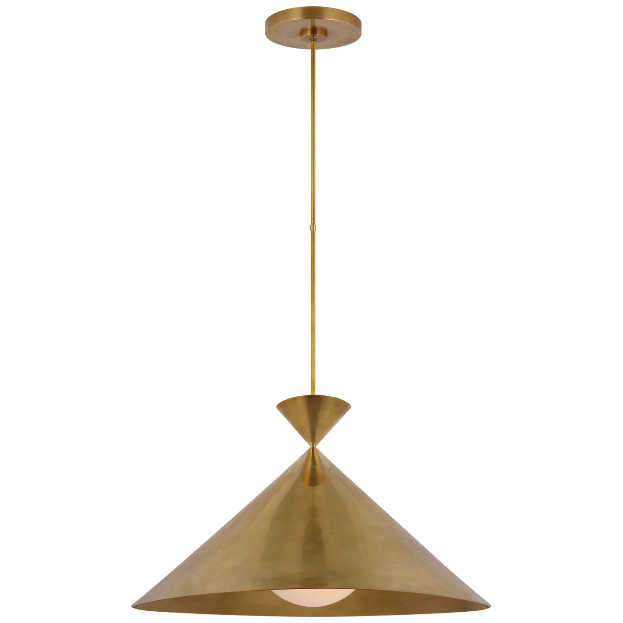 Paloma Contreras Orsay Grande Pendant in Hand-Rubbed Antique Brass with White Glass Ceiling Light W30"