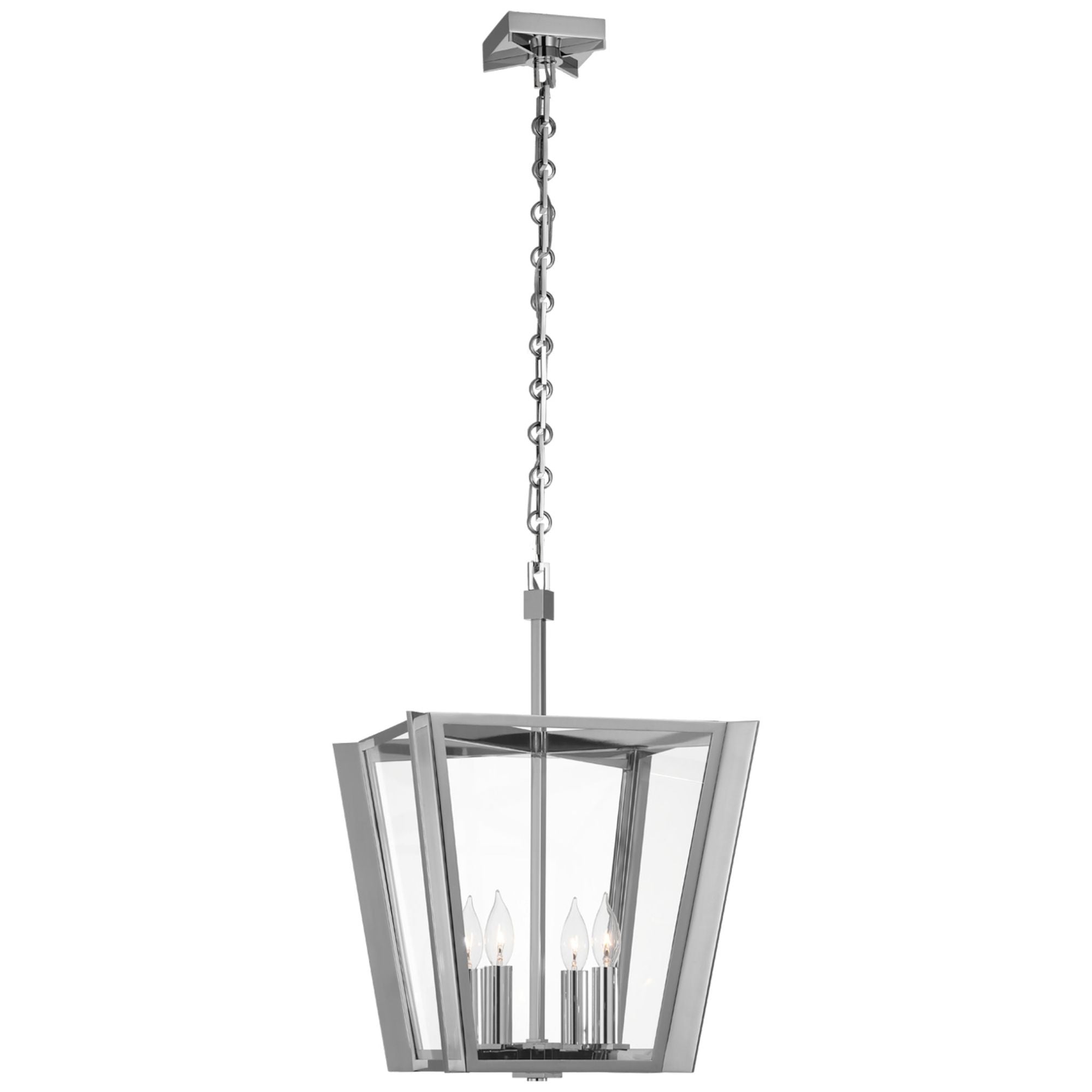 Paloma Contreras Palais 15" Lantern in Polished Nickel with Clear Glass Ceiling Light W15" x H22.25"