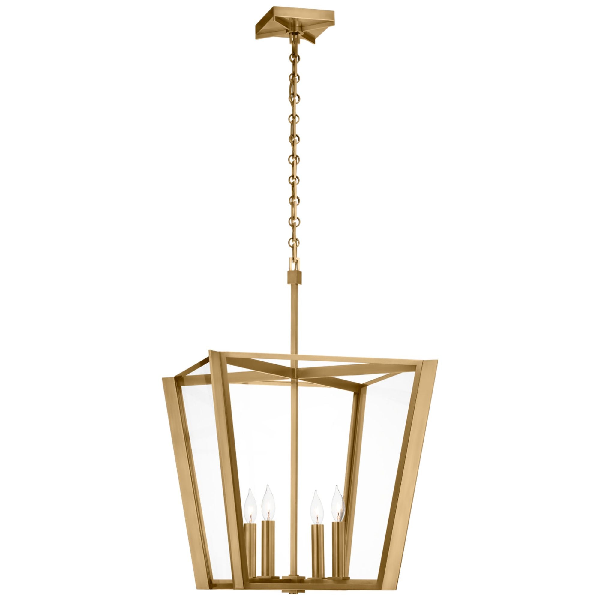 Paloma Contreras Palais 20" Lantern in Hand-Rubbed Antique Brass with Clear Glass Ceiling Light W20.75" x H30.75"