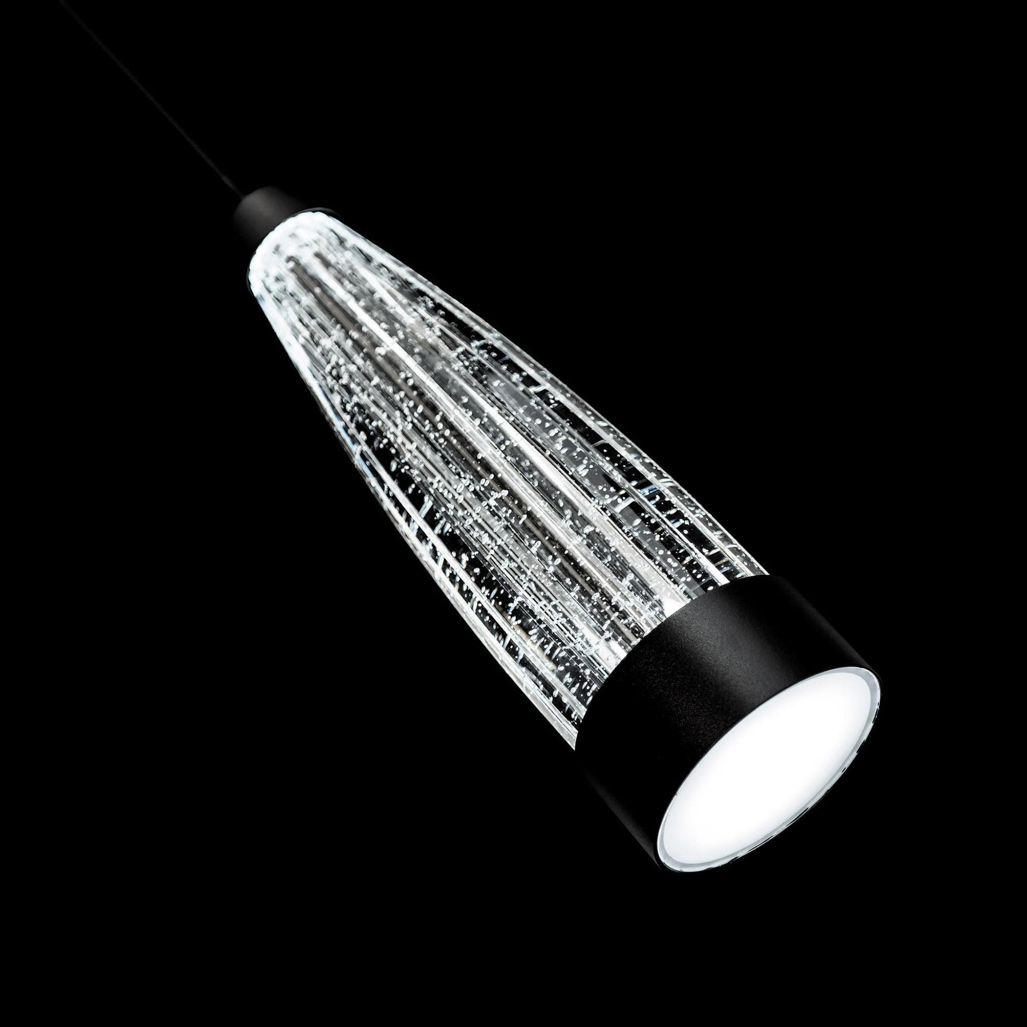 Mystic 12in LED Pendant with Optic Crystal 3500K in Black
