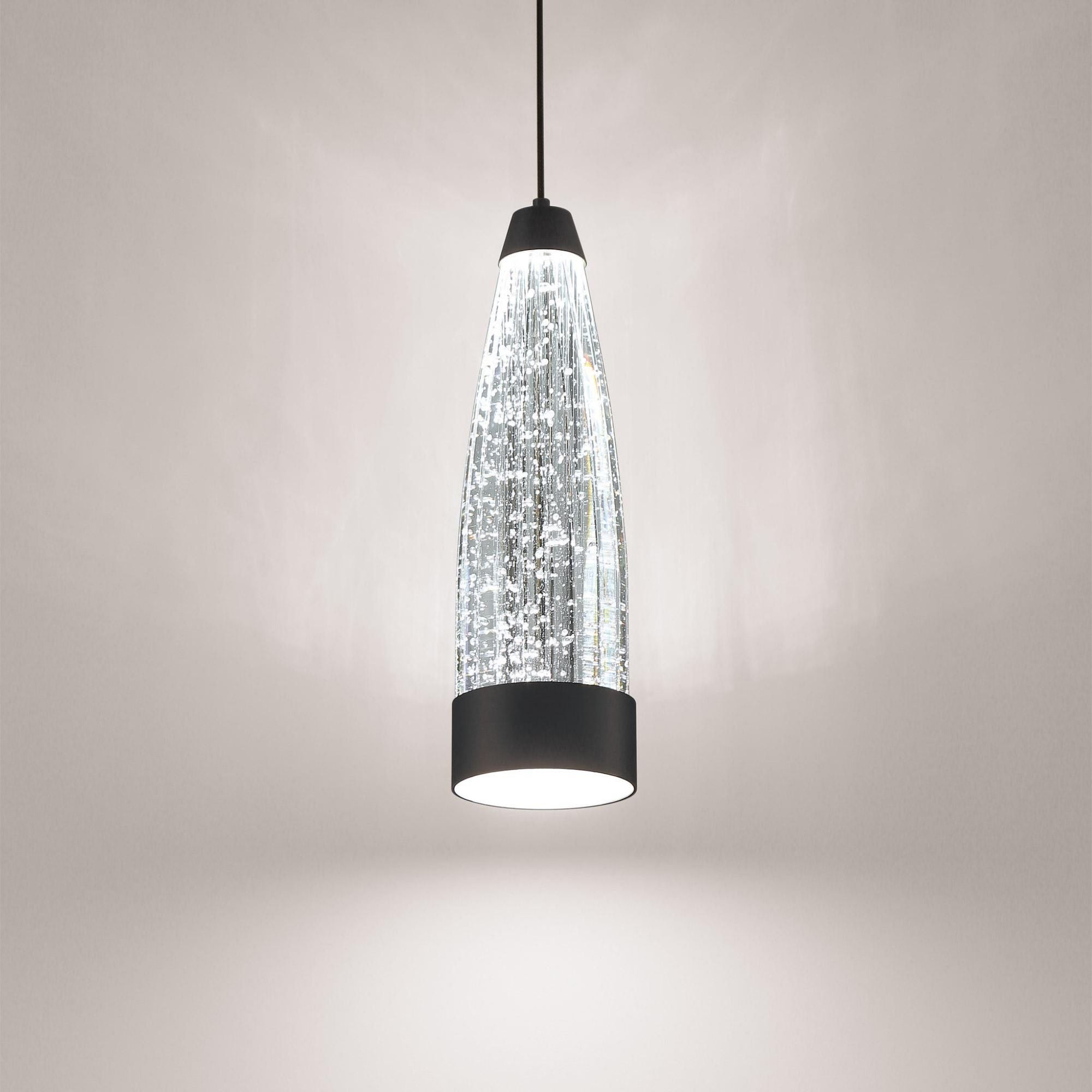 Mystic 12in LED Pendant with Optic Crystal 3500K in Black