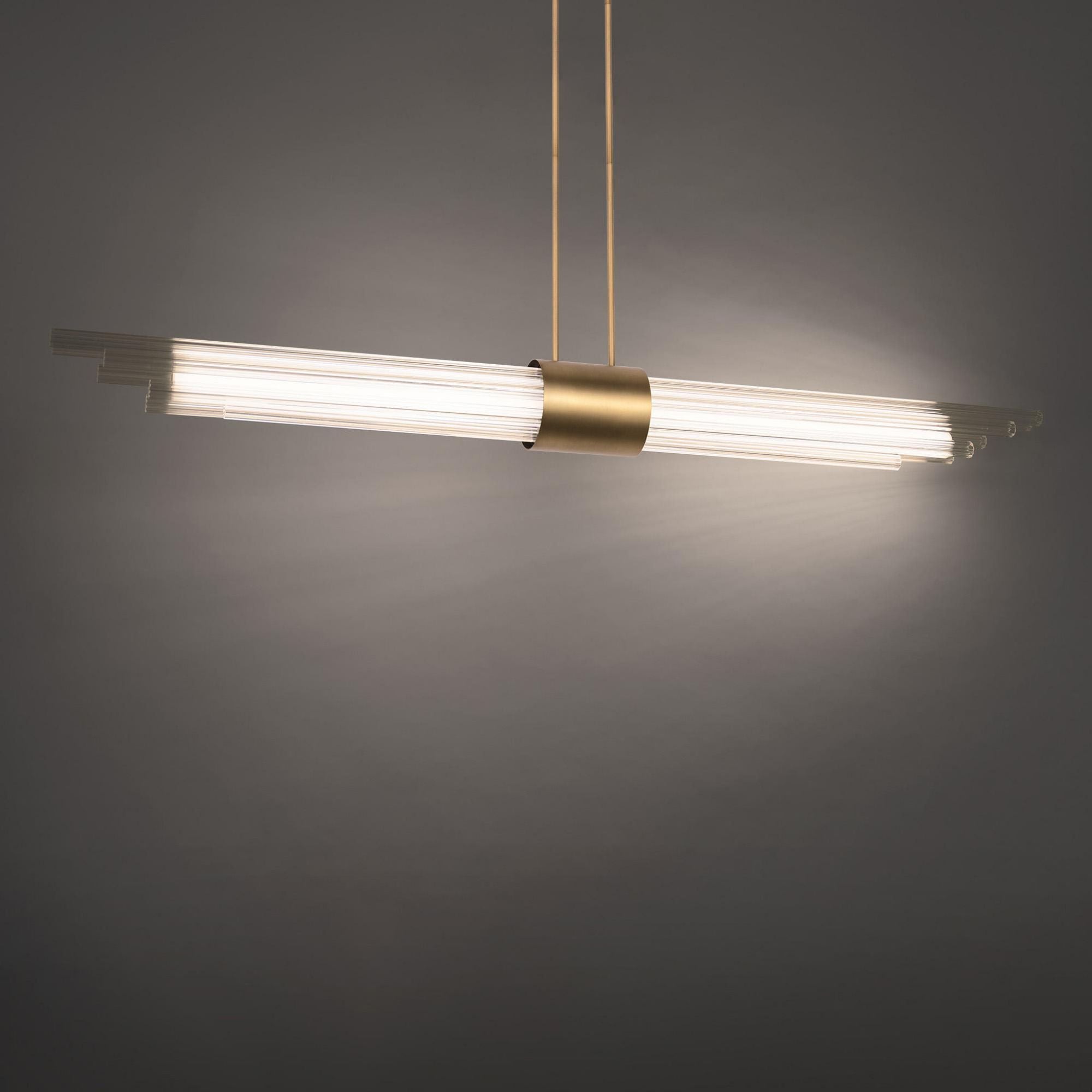 Luzerne 56in LED Linear Pendant 3000K in Aged Brass