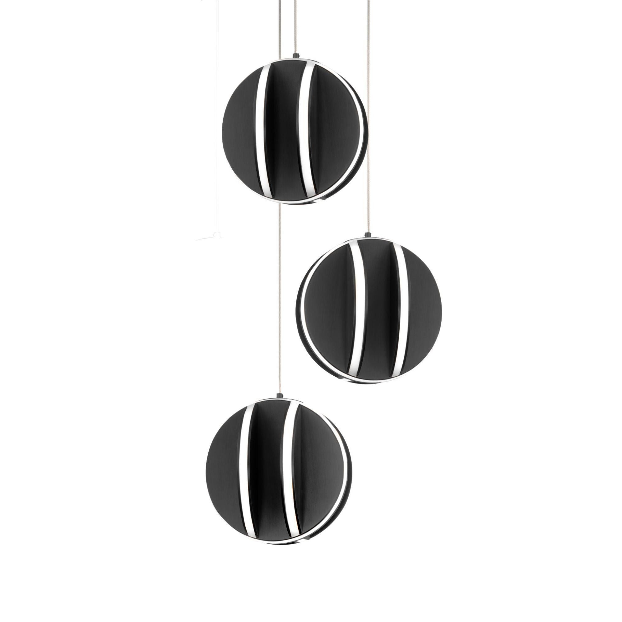 Carillion LED 3 Light Pendant 3000K in Black