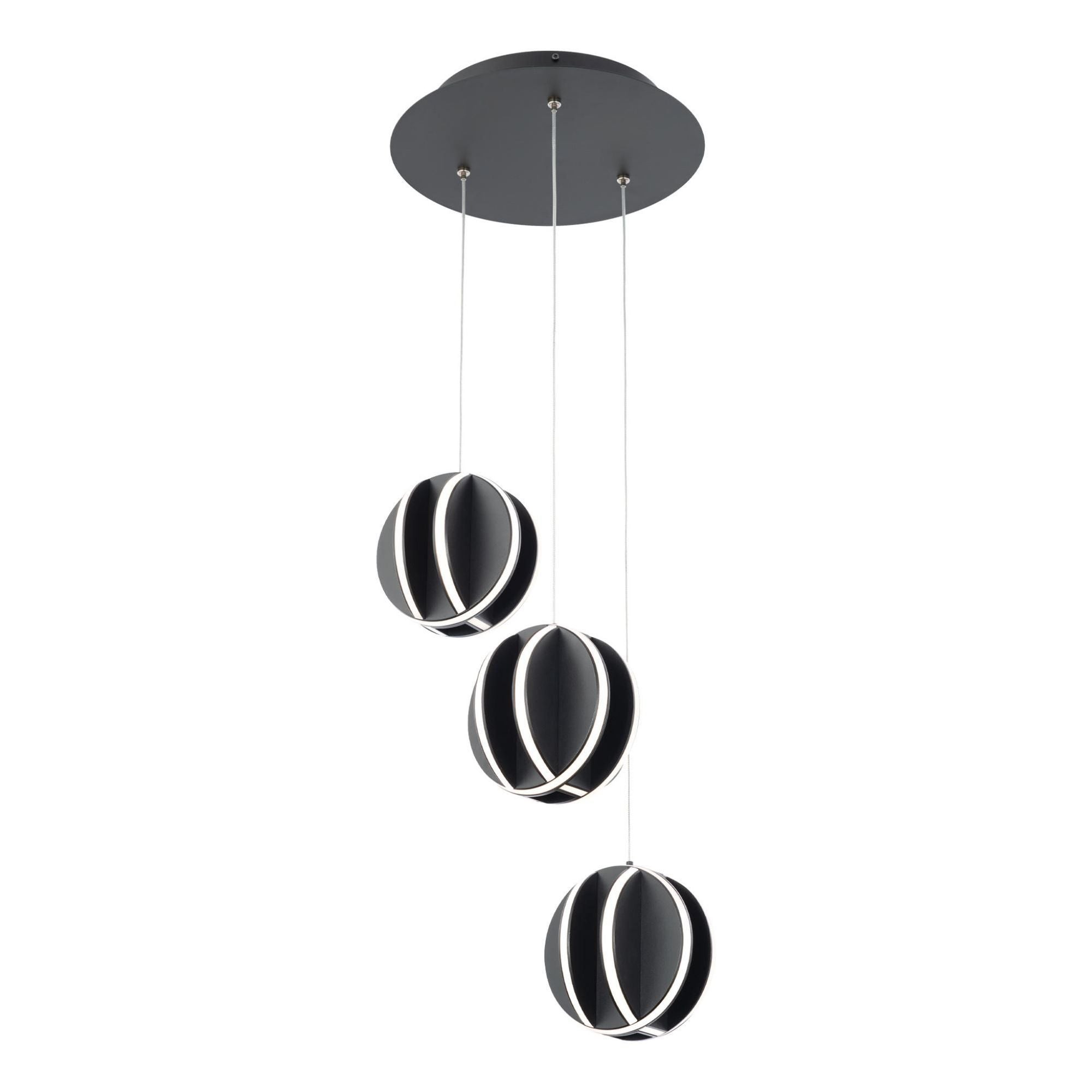 Carillion LED 3 Light Pendant 3000K in Black