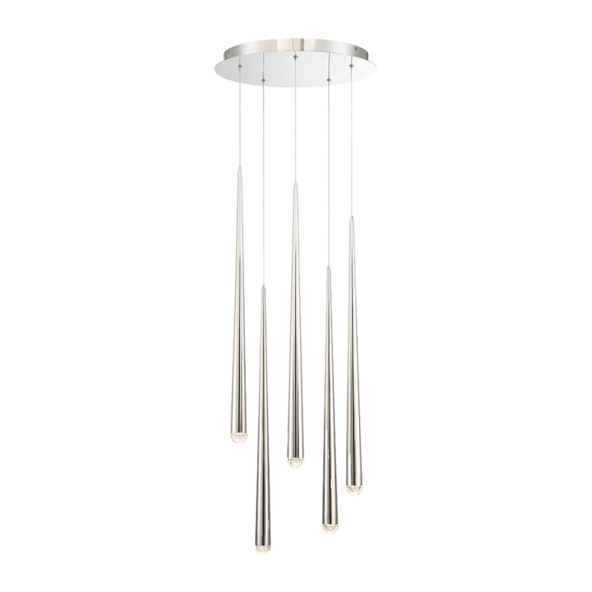 Modern Forms PD-41705R-PN 3500K 35 Watt Cascade Crystal LED Round Chandelier in Polished Nickel