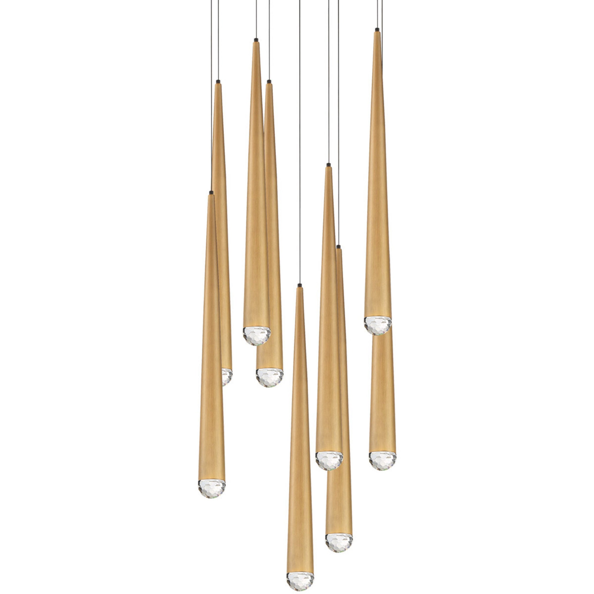 Modern Forms PD-41709R-AB 3500K 63 Watt Cascade Crystal LED Round Chandelier in Aged Brass