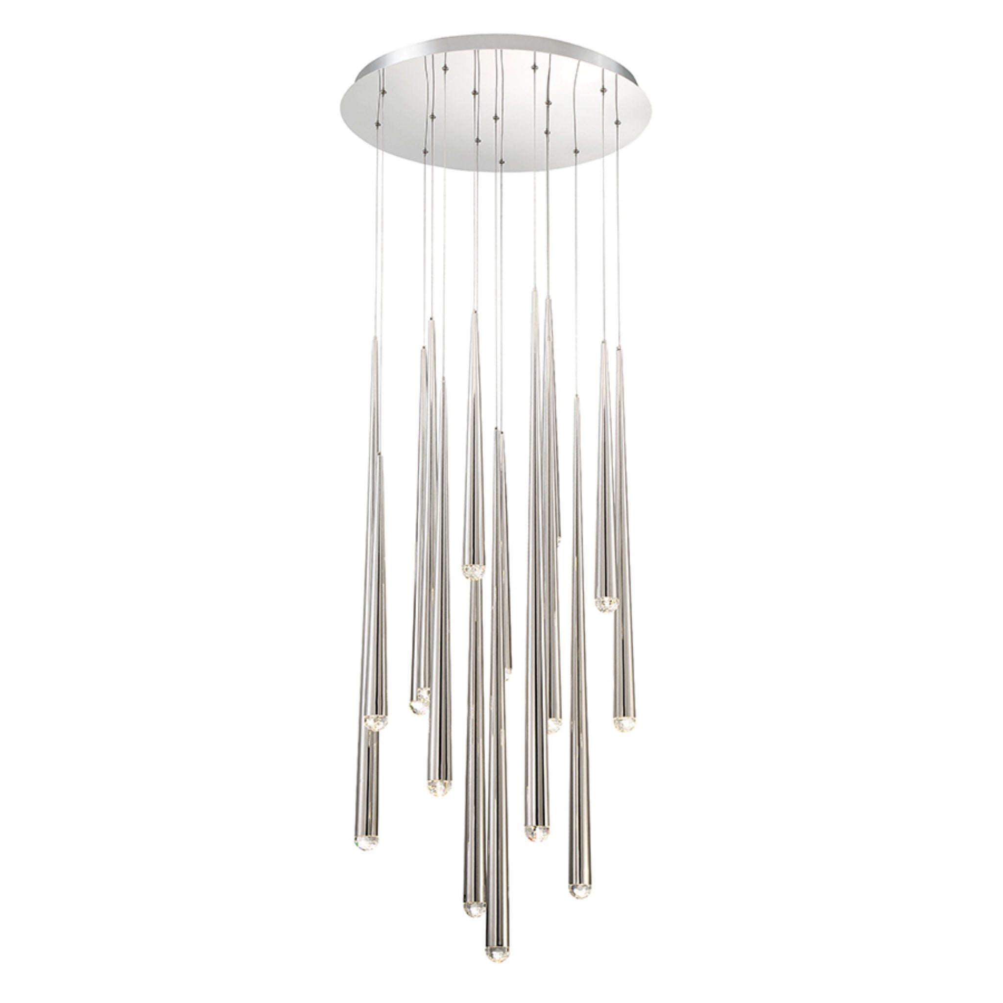 Modern Forms PD-41715R-PN 3500K 105 Watt Cascade Crystal LED Round Chandelier in Polished Nickel