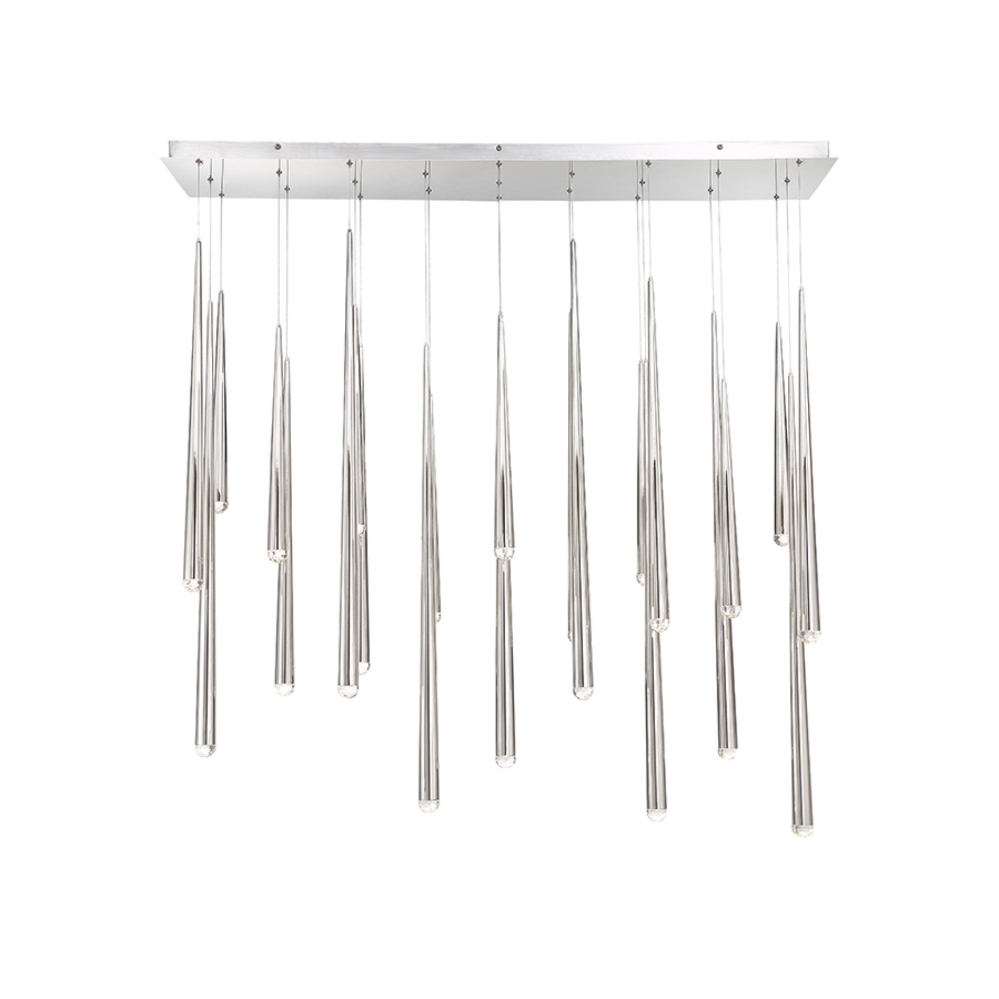 Modern Forms PD-41723L-PN 3500K 161 Watt Cascade Crystal LED Linear Chandelier in Polished Nickel