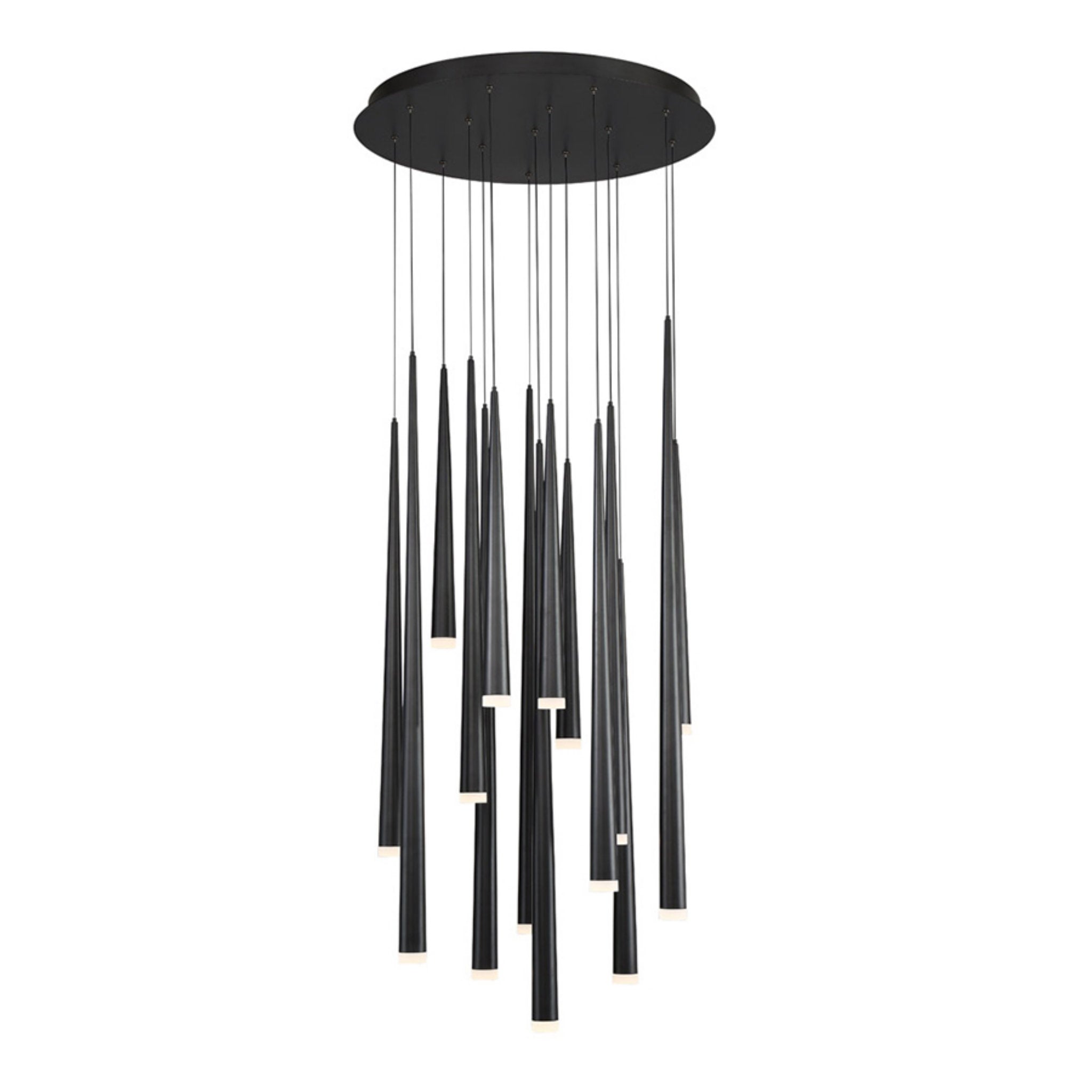 Modern Forms PD-41815R-BK 3500K 105 Watt Cascade Etched Glass LED Round Chandelier in Black