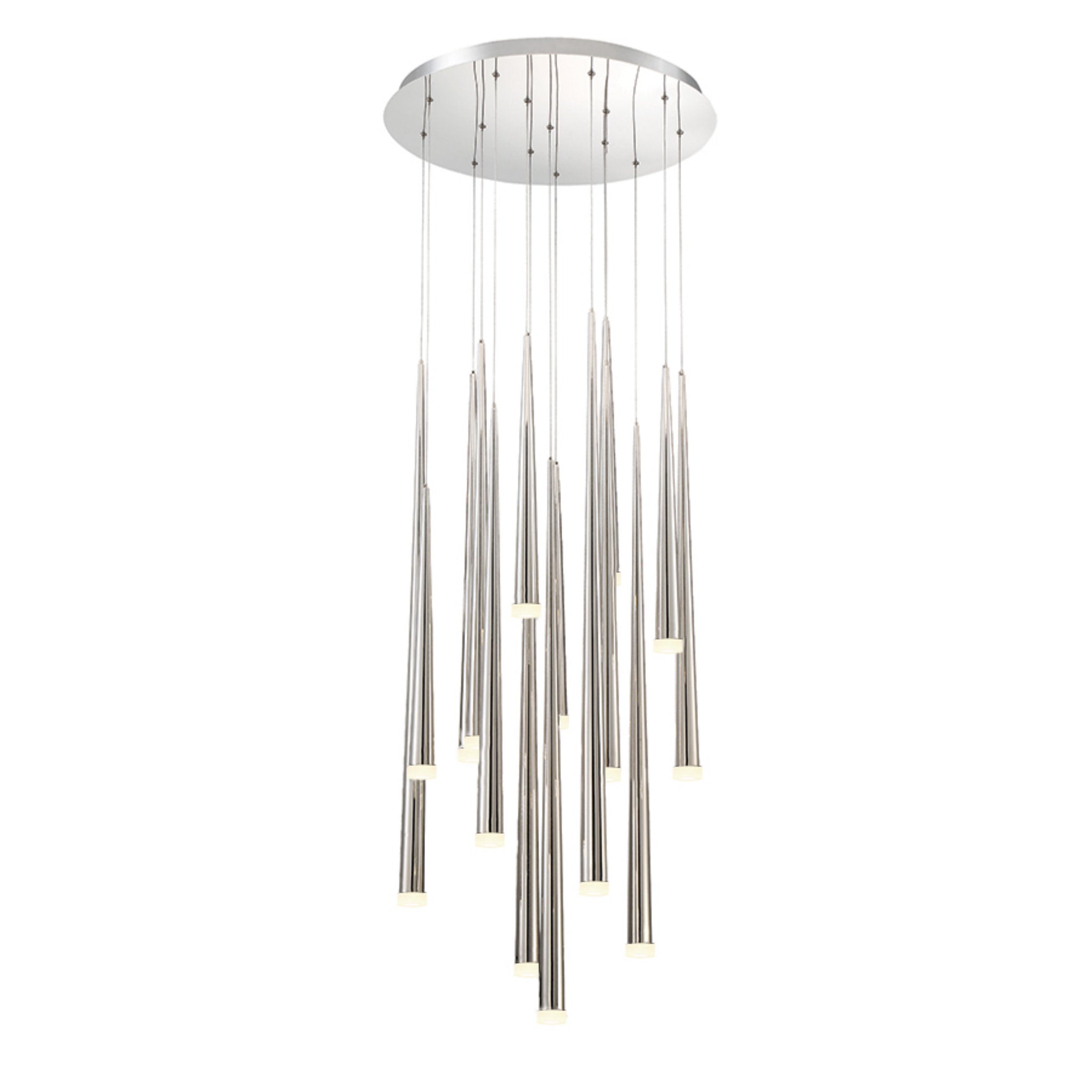 Modern Forms PD-41815R-PN 3500K 105 Watt Cascade Etched Glass LED Round Chandelier in Polished Nickel