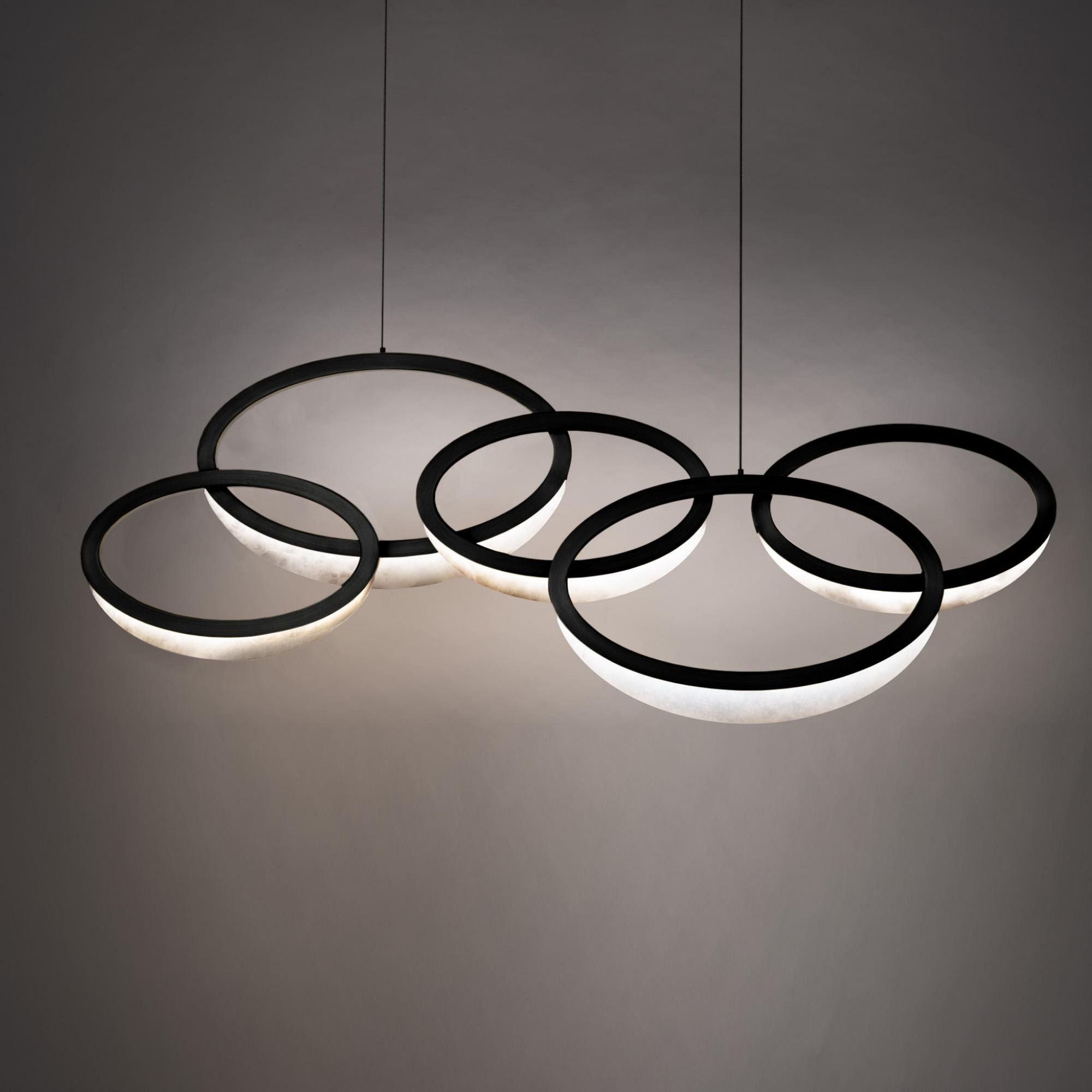 Orion 46in LED 5 Light Linear Pendant 3000K in Black