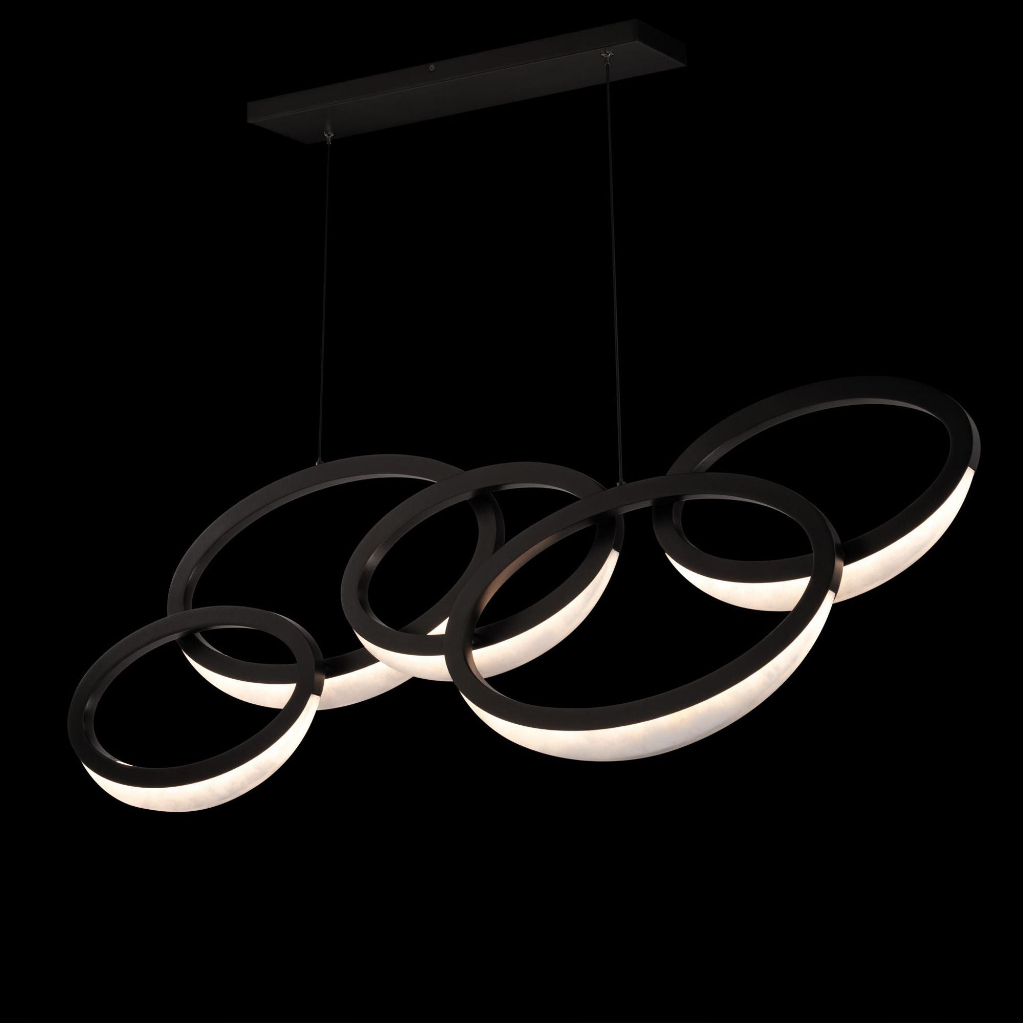 Orion 46in LED 5 Light Linear Pendant 3000K in Black