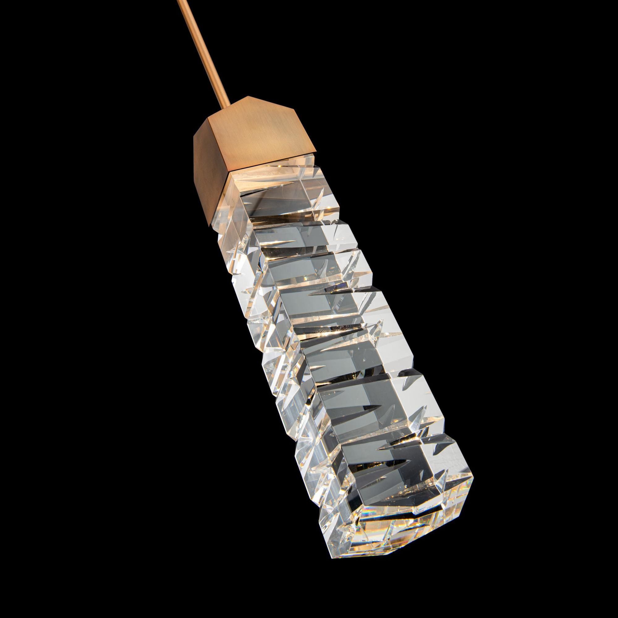 Juliet 15in LED Pendant 3500K with K-9 Faceted Crystal in Aged Brass