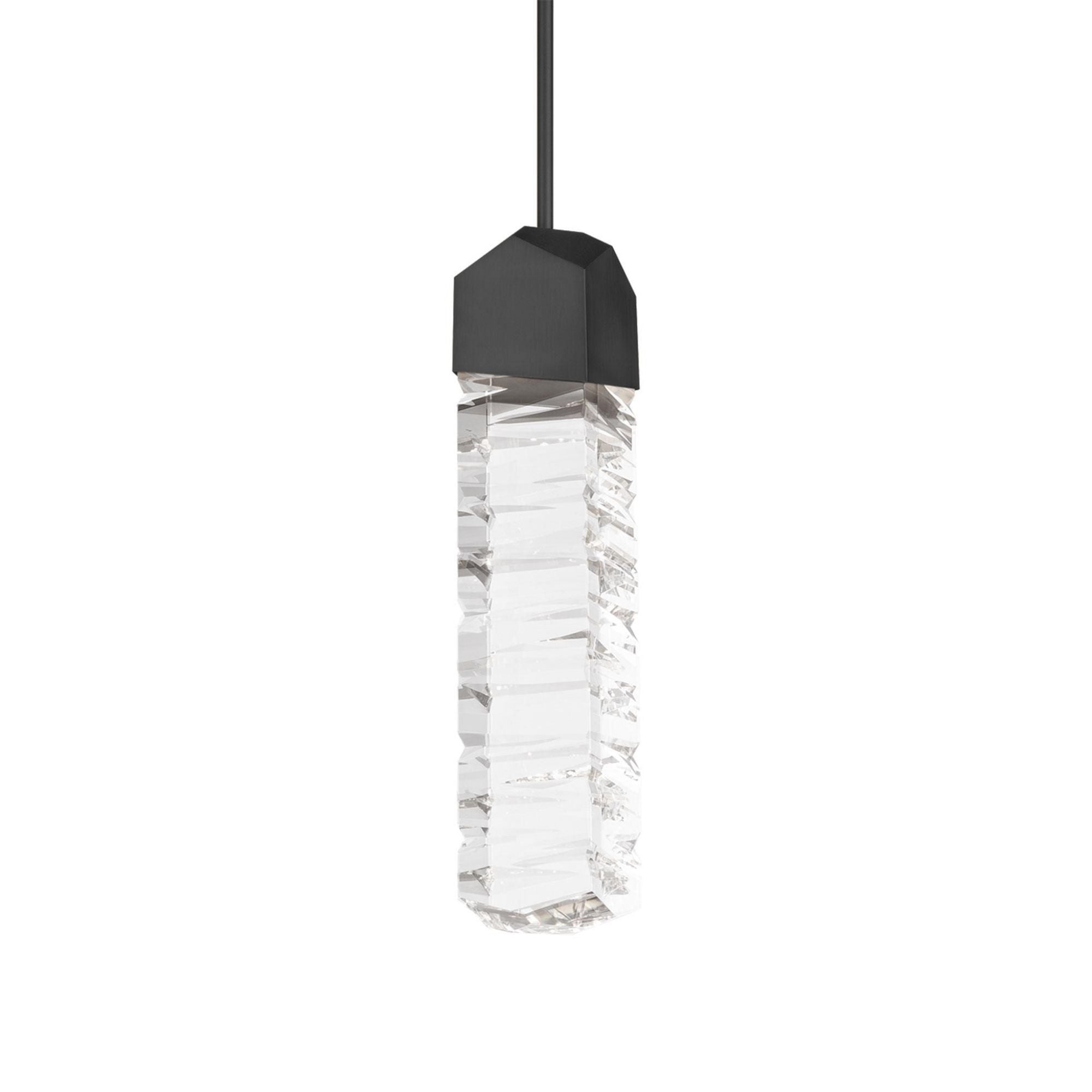 Juliet 15in LED Pendant 3500K with K-9 Faceted Crystal in Black