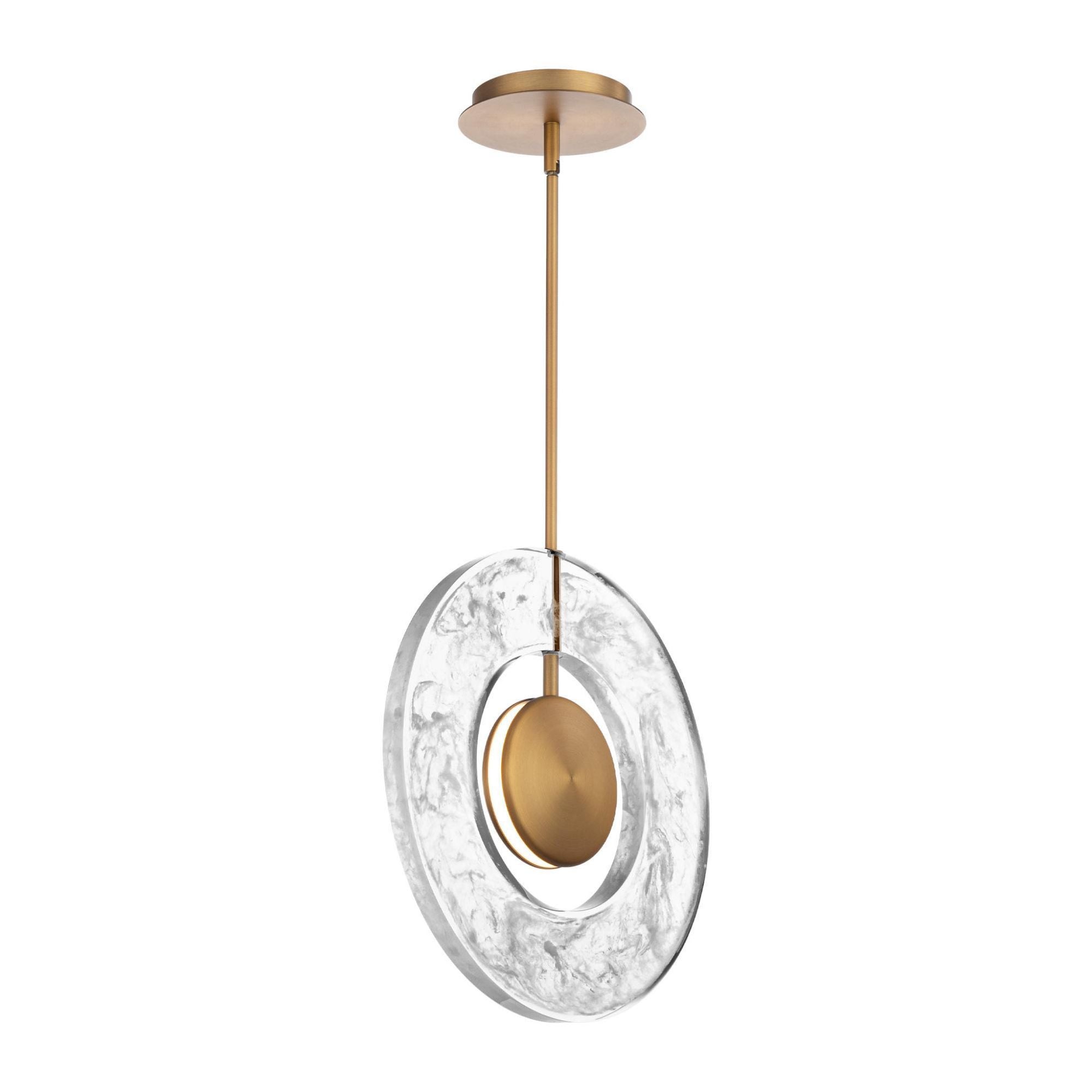 Cymbal 14in LED Round Pendant 3000K in Aged Brass