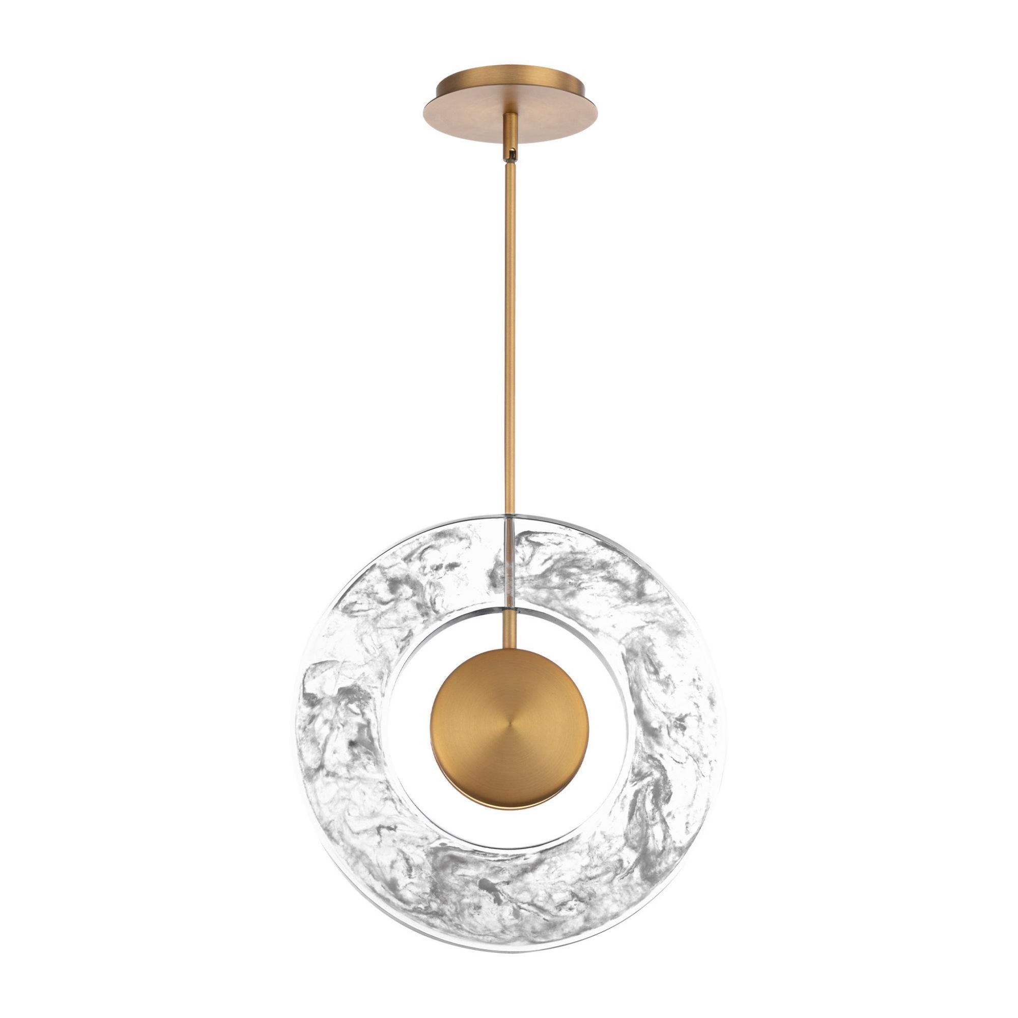 Cymbal 14in LED Round Pendant 3000K in Aged Brass