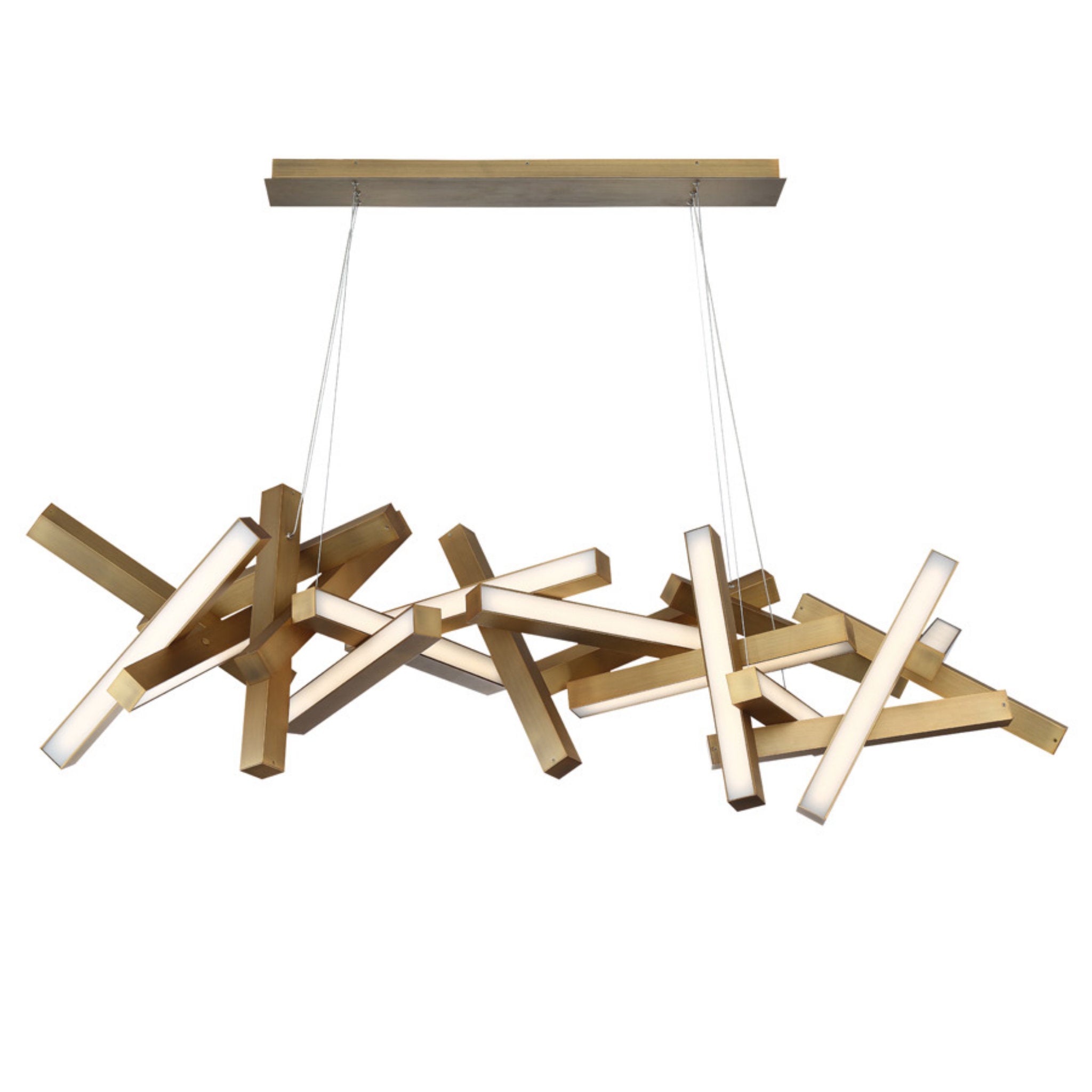 Modern Forms PD-64872-AB 3000K 58 Watt Chaos LED Linear Chandelier in Aged Brass