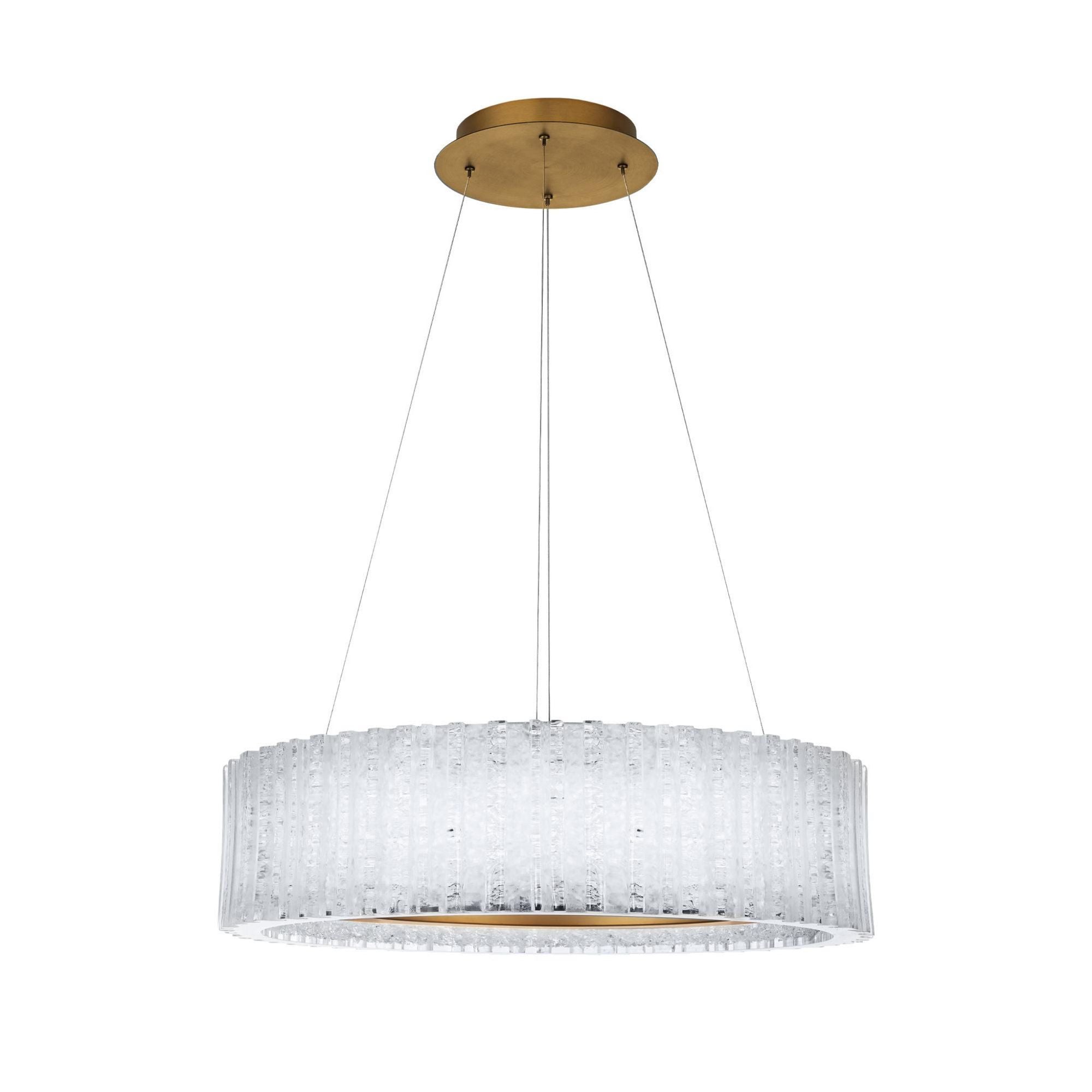 Rhiannon 28in LED Round Chandelier 3000K with Reclaimed Crystal in Aged Brass