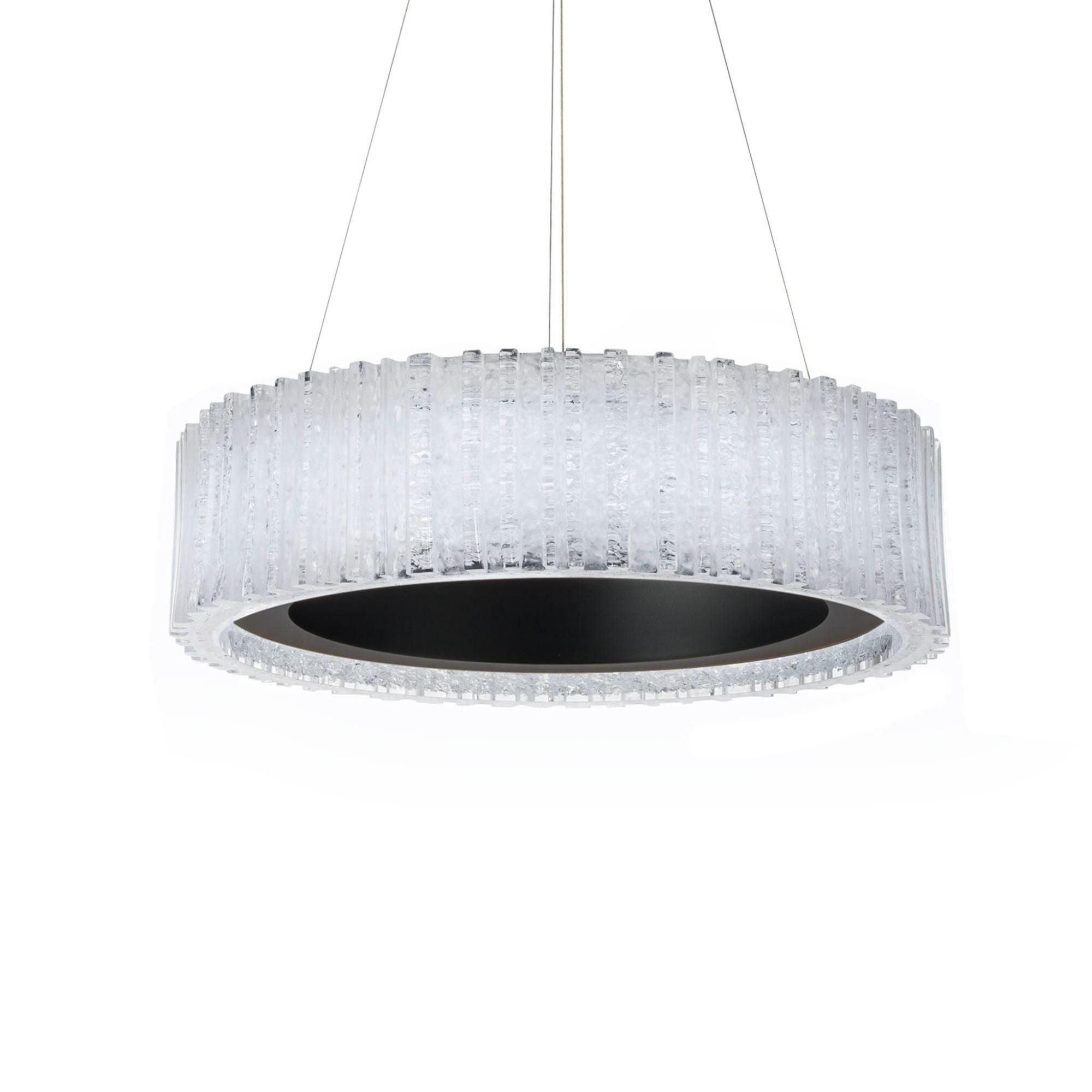Rhiannon 28in LED Round Chandelier 3000K with Reclaimed Crystal in Black