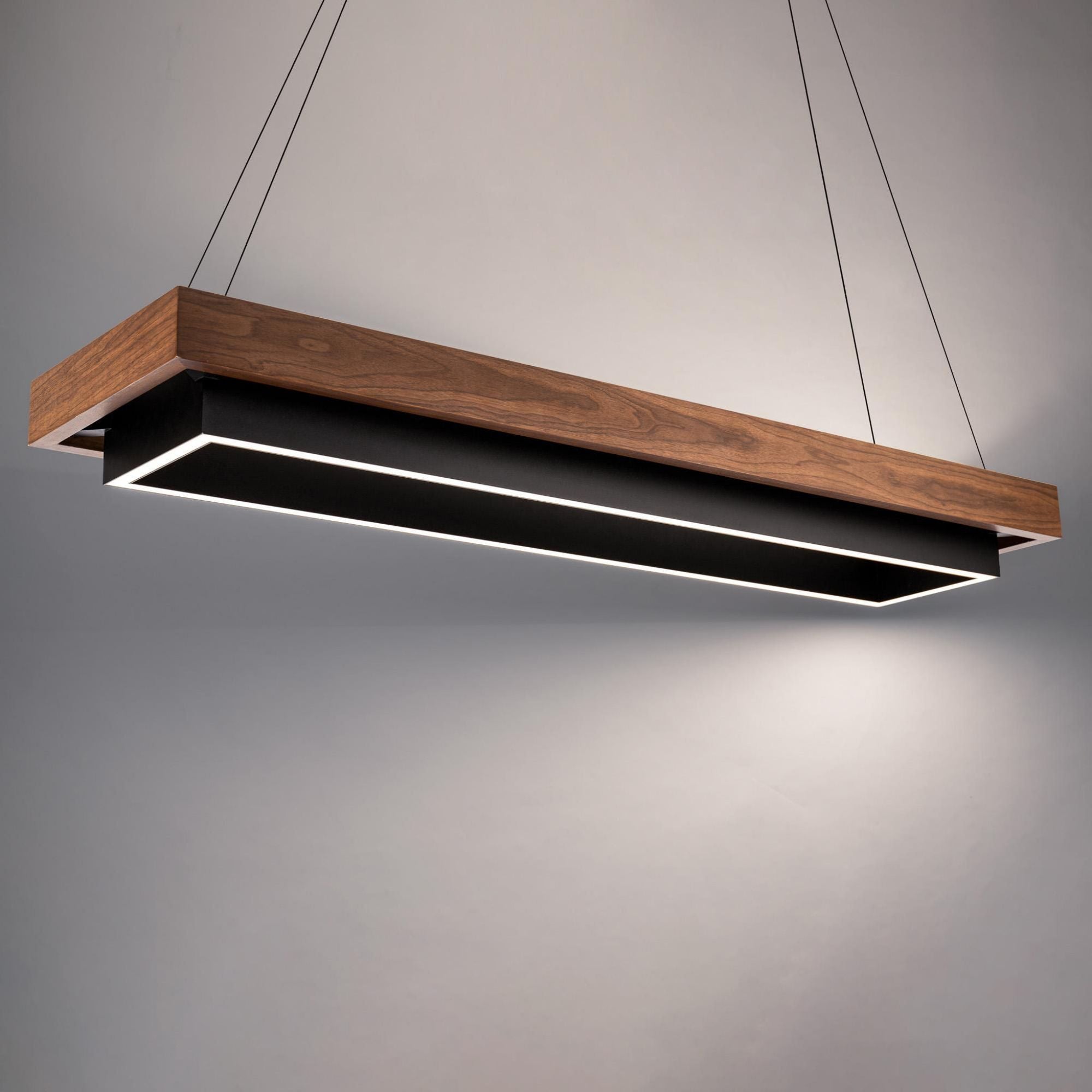 Hustler 54in LED Linear Chandelier 3000K in Black Dark Walnut