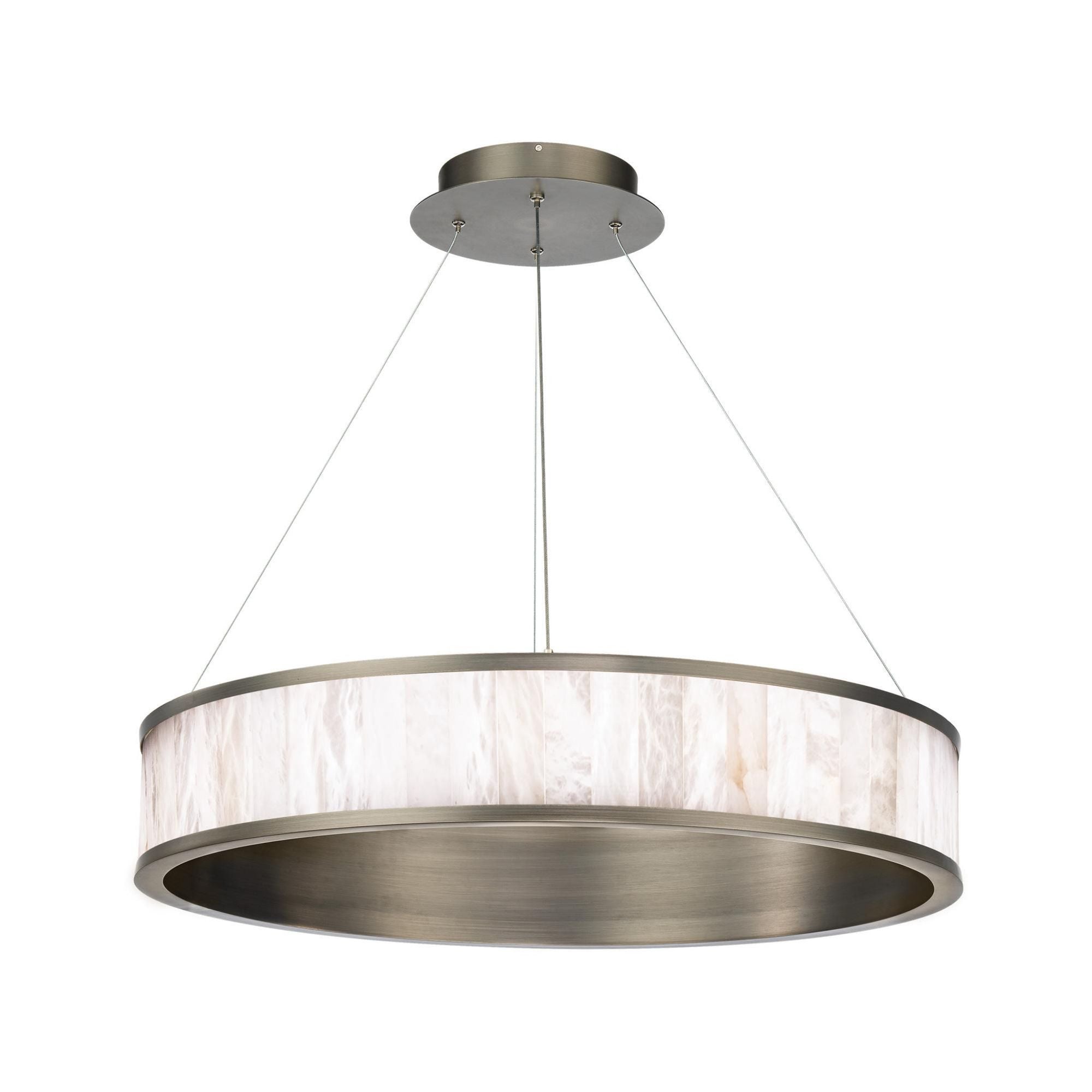 Coliseo 28in LED Round Chandelier 3000K with Spanish Alabaster in Antique Nickel