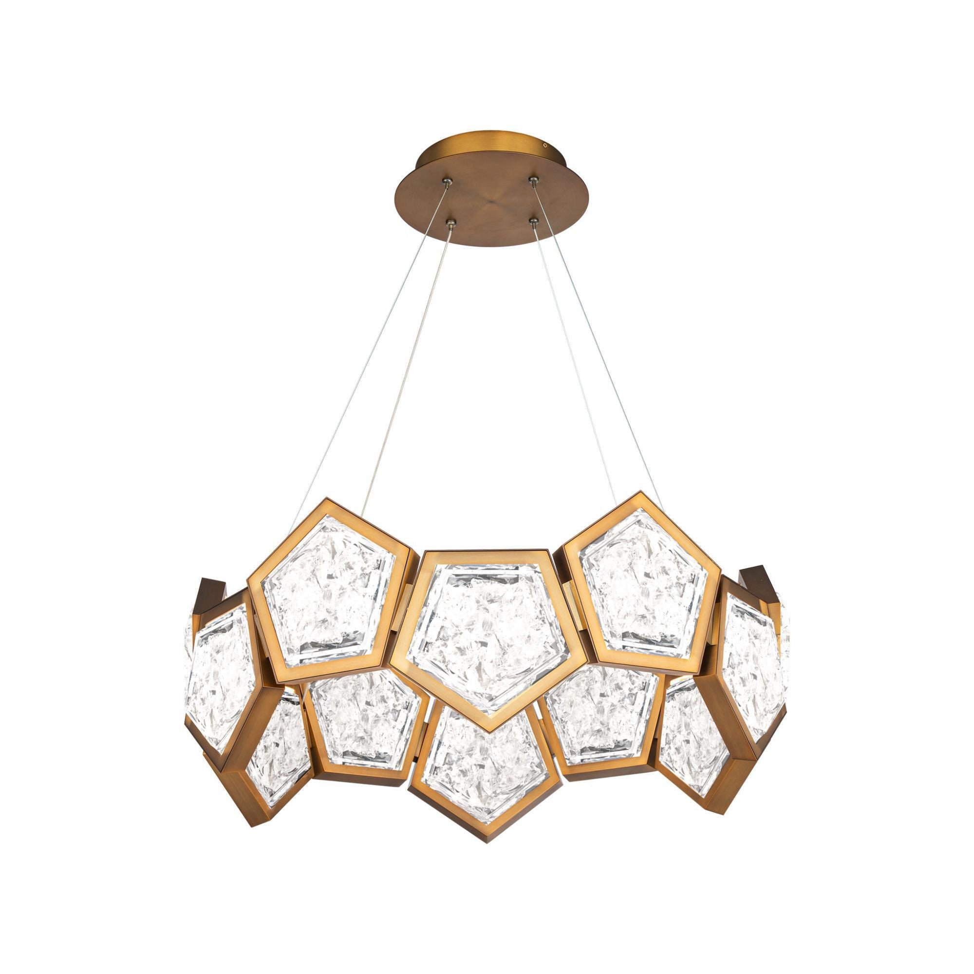 Starlight Starbright 26in LED Round Chandelier 3000K with Crushed Crystal in Aged Brass