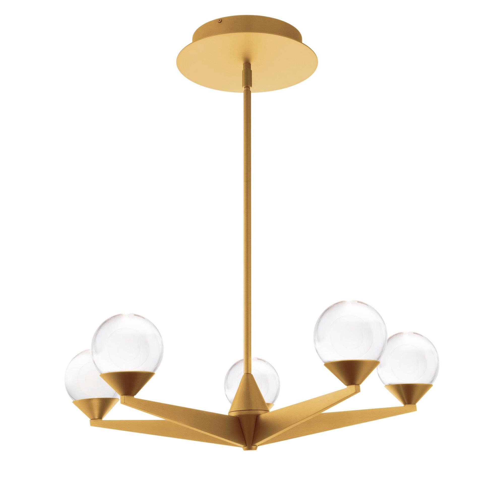 Double Bubble 23in LED 5 Light Chandelier 3000K in Aged Brass